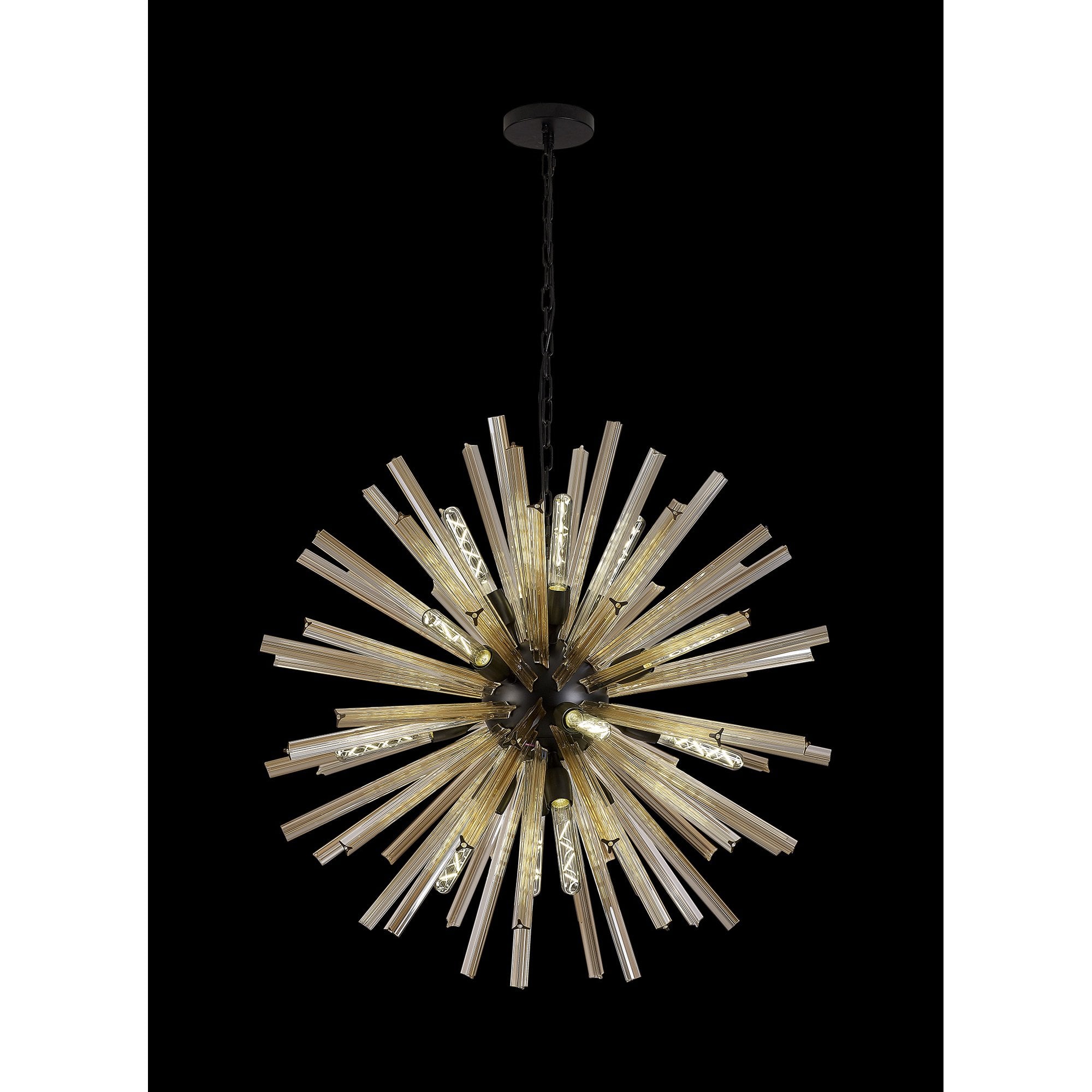 NL88269 Clover 16 Light Round Pendant Matt Black Champagne Gold