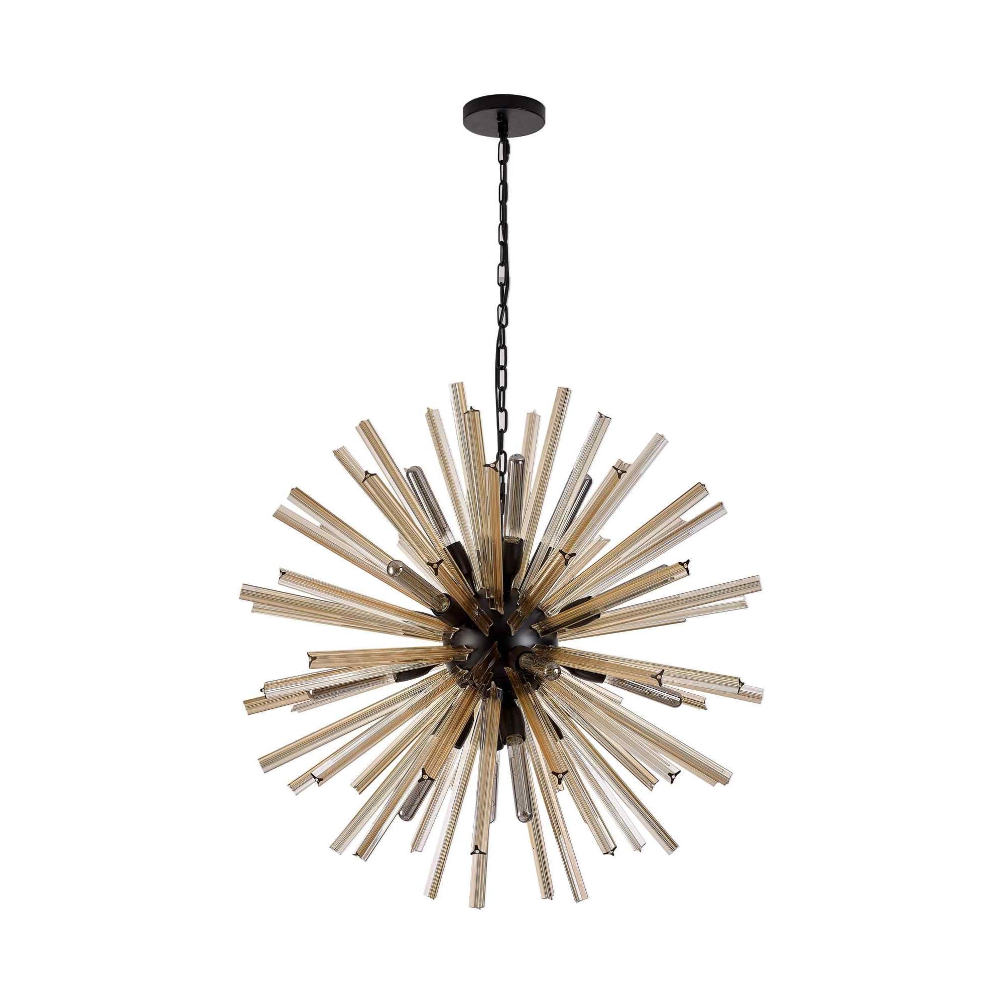 NL88269 Clover 16 Light Round Pendant Matt Black Champagne Gold