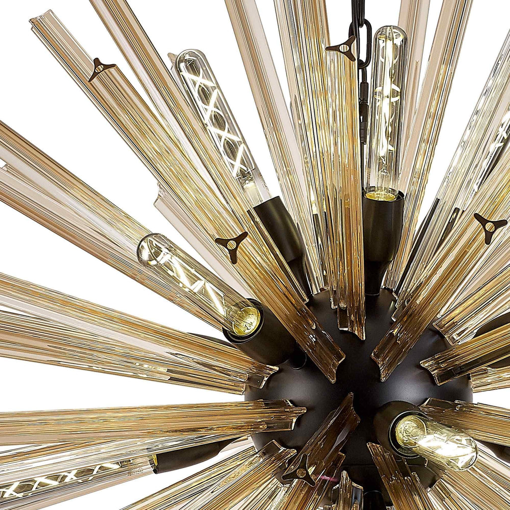 NL88269 Clover 16 Light Round Pendant Matt Black Champagne Gold
