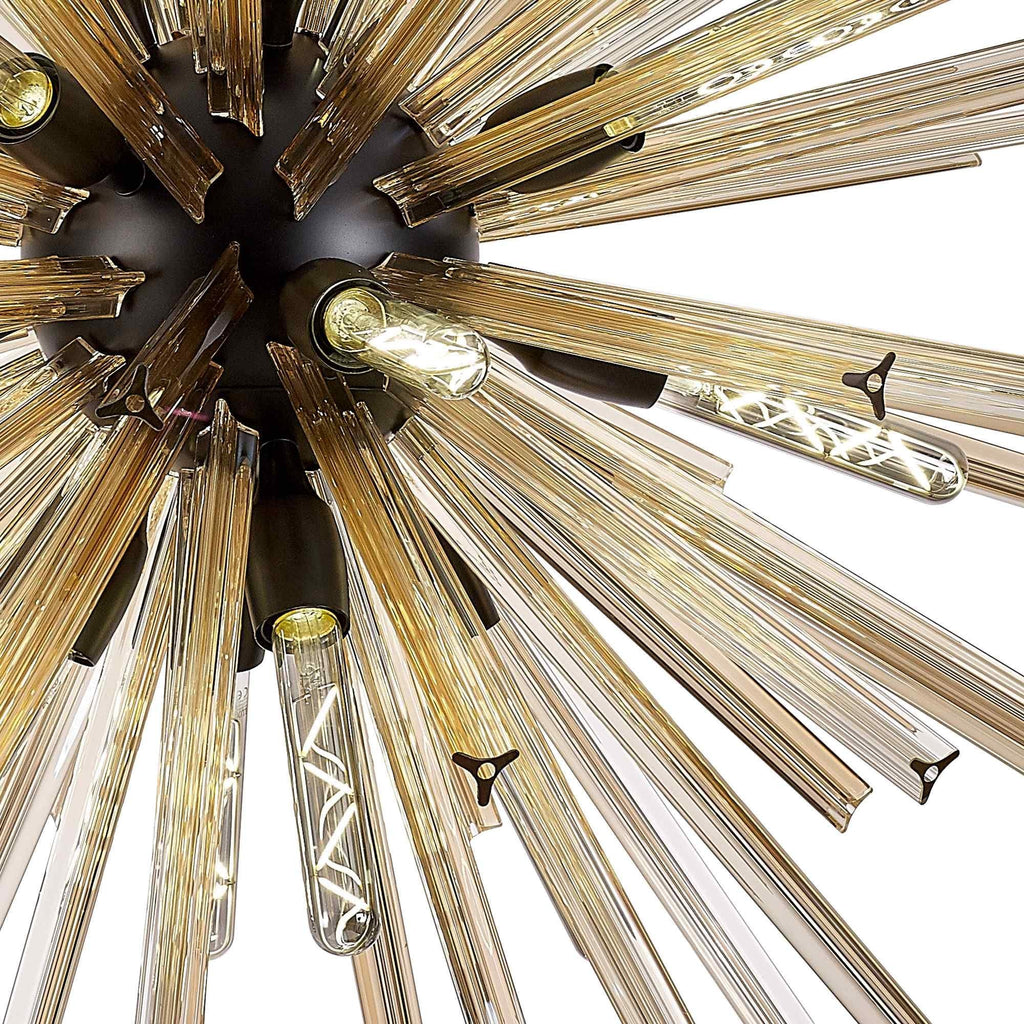 NL88269 Clover 16 Light Round Pendant Matt Black Champagne Gold