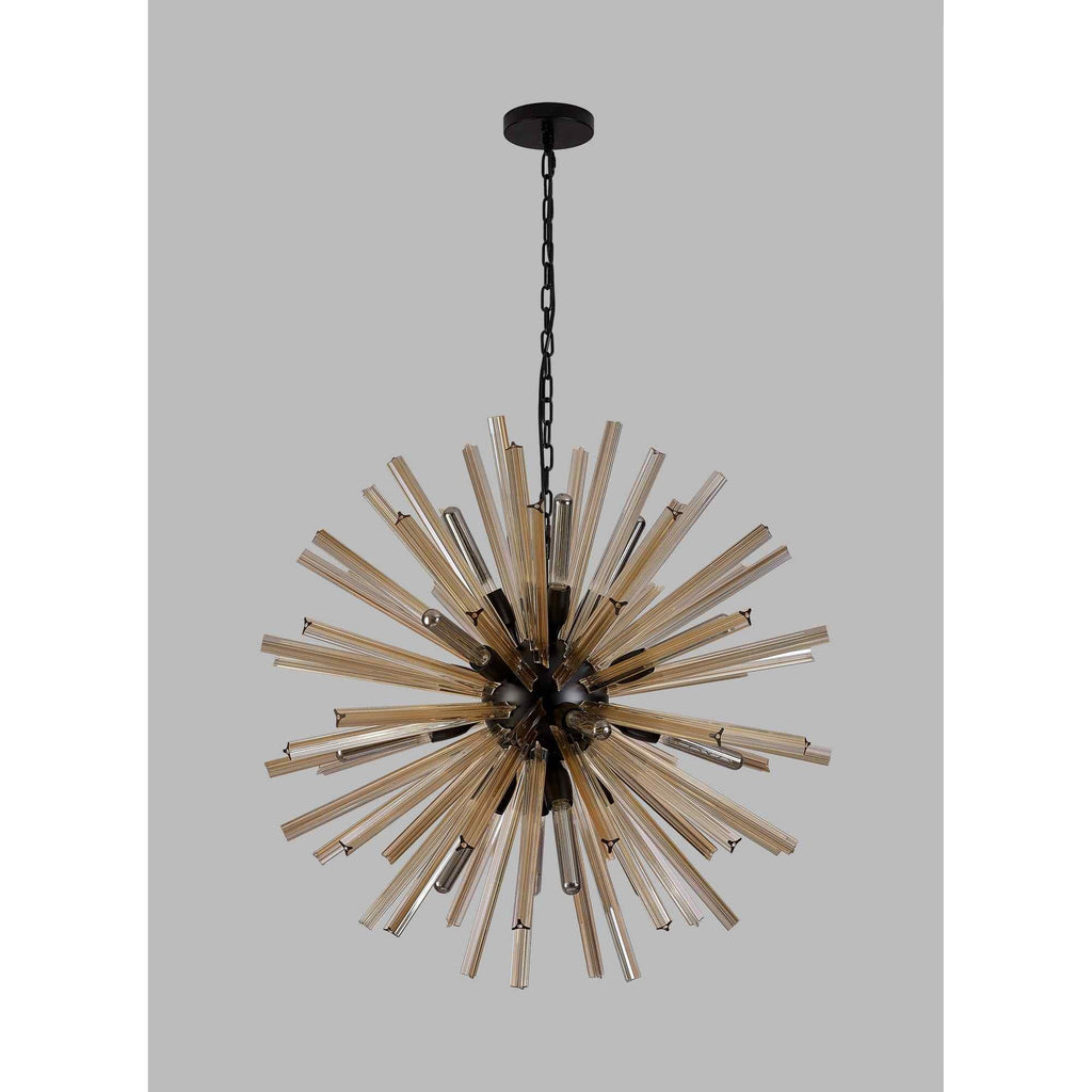 NL88269 Clover 16 Light Round Pendant Matt Black Champagne Gold