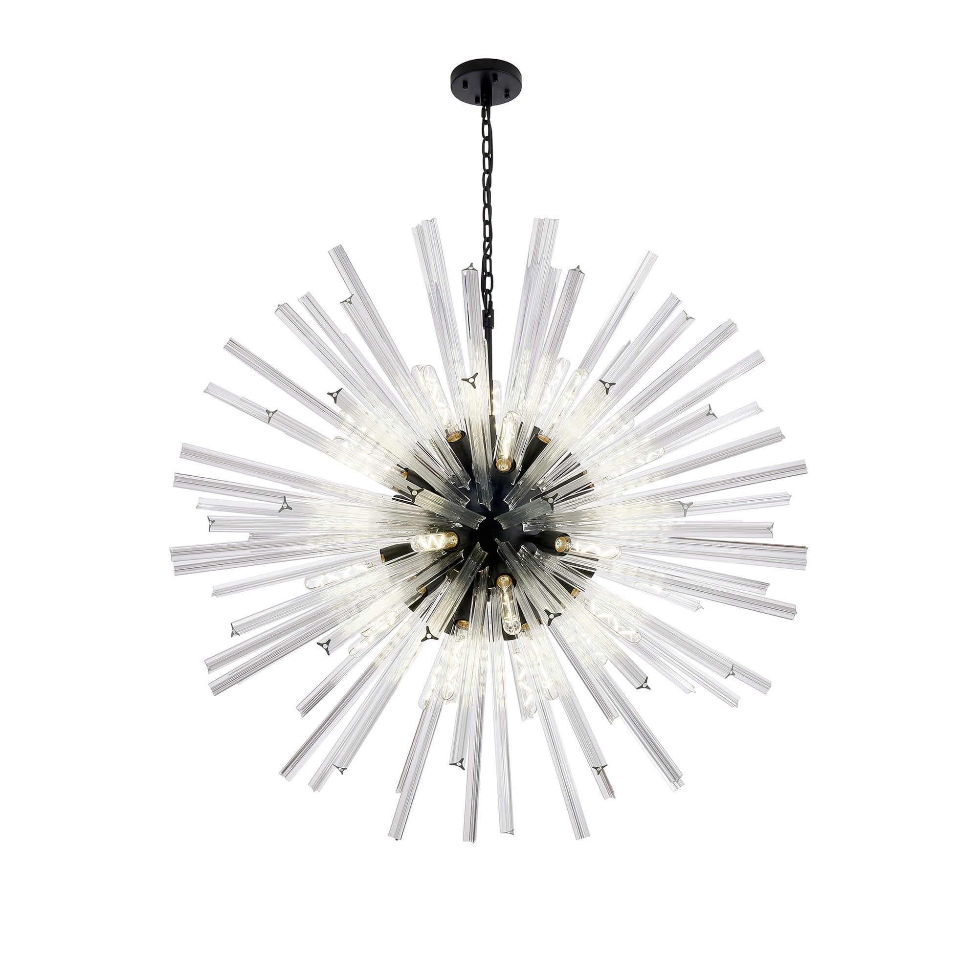 NL88279 Clover 32 Light Round Pendant Matt Black Clear