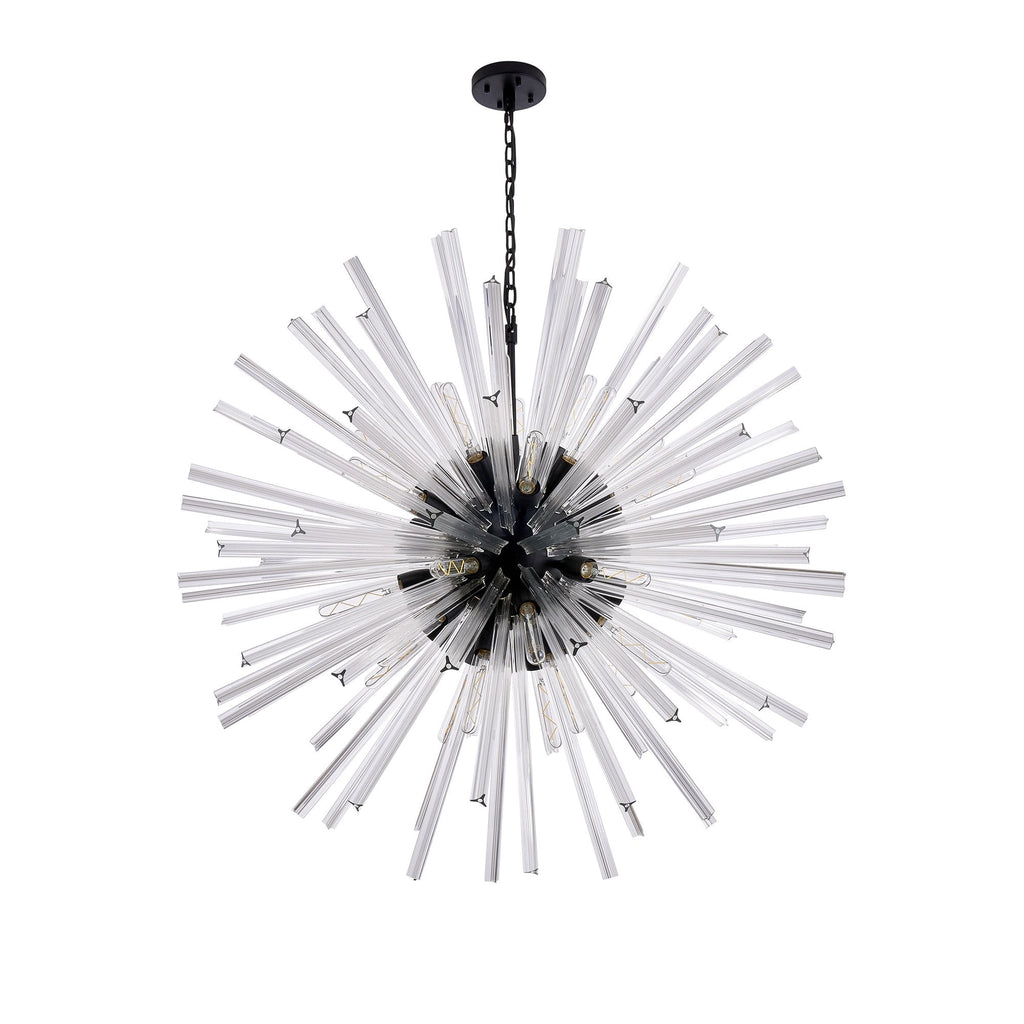 NL88279 Clover 32 Light Round Pendant Matt Black Clear