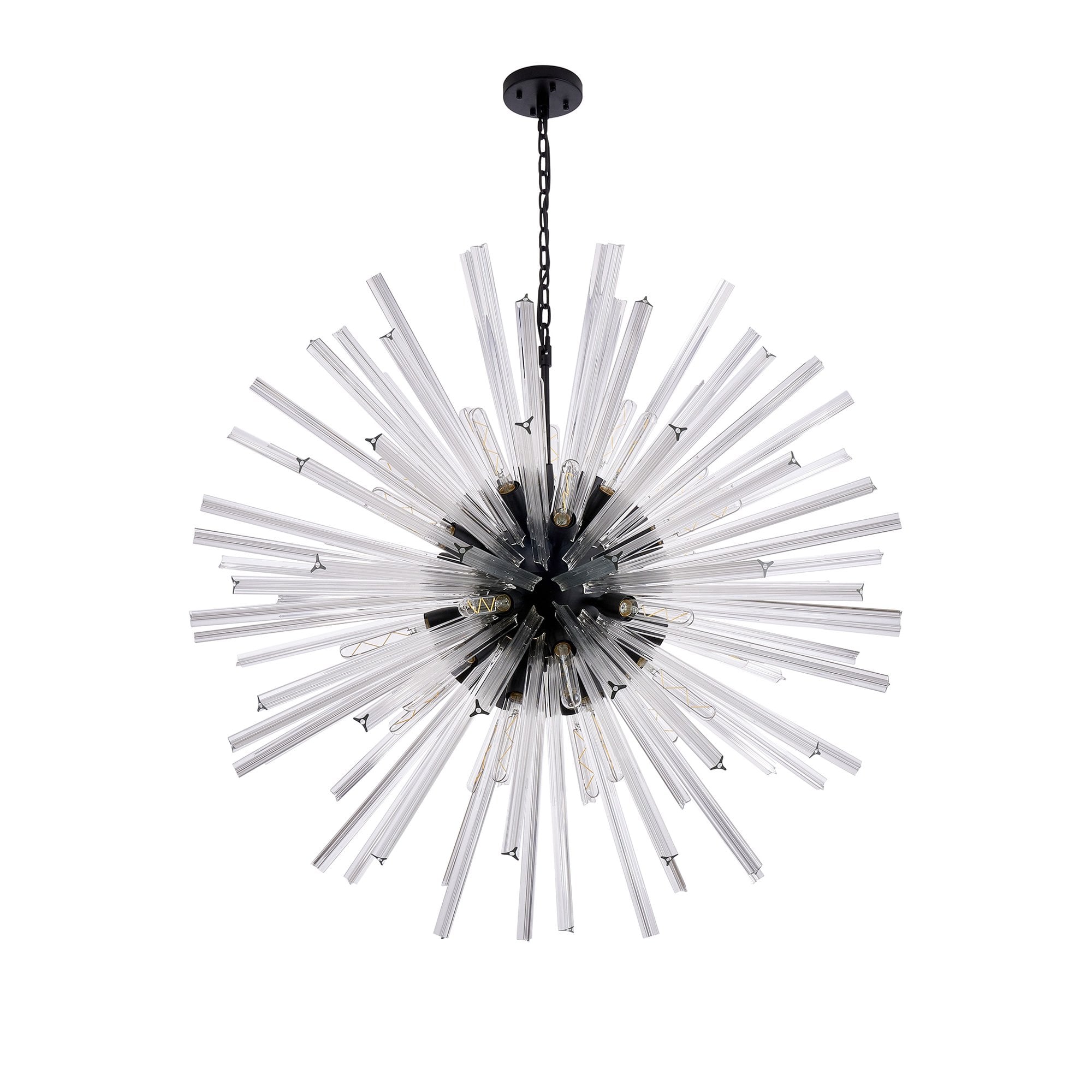 NL88279 Clover 32 Light Round Pendant Matt Black Clear