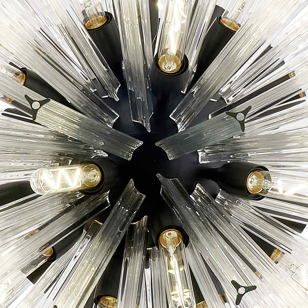 NL88279 Clover 32 Light Round Pendant Matt Black Clear