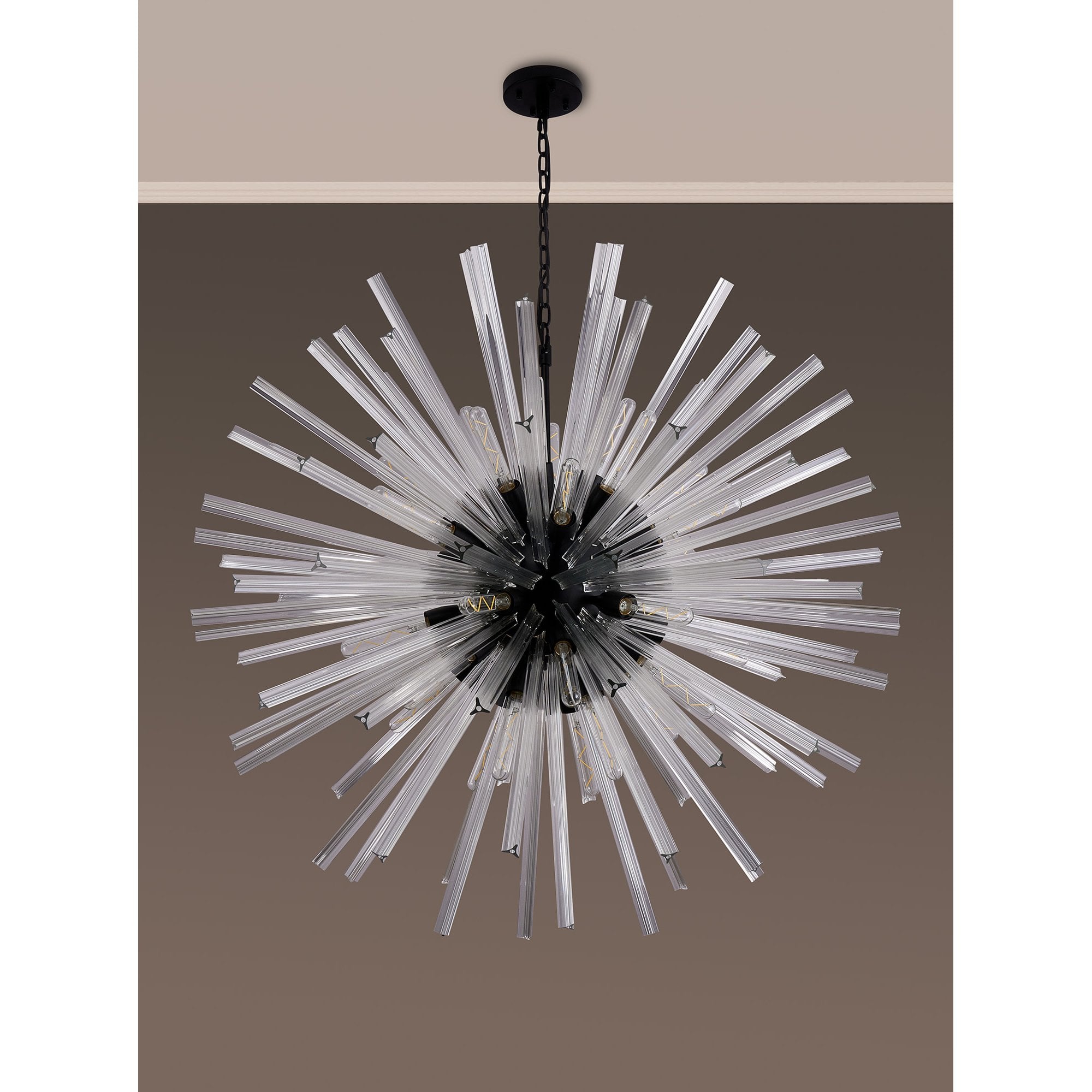 NL88279 Clover 32 Light Round Pendant Matt Black Clear