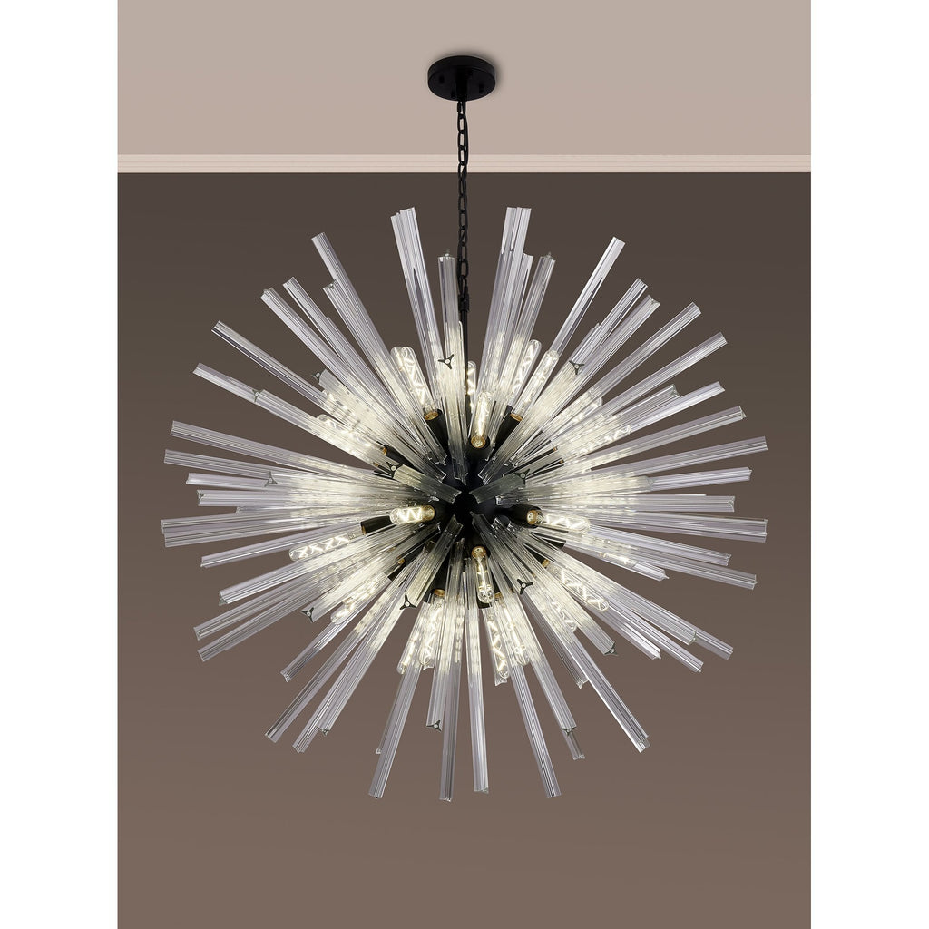 NL88279 Clover 32 Light Round Pendant Matt Black Clear