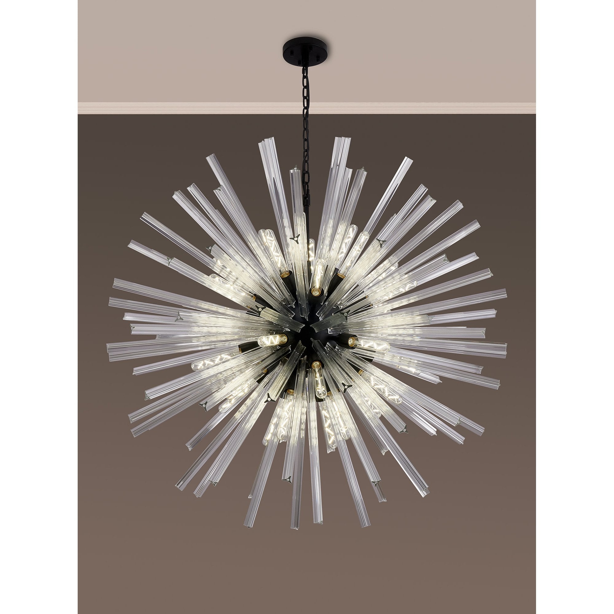 NL88279 Clover 32 Light Round Pendant Matt Black Clear