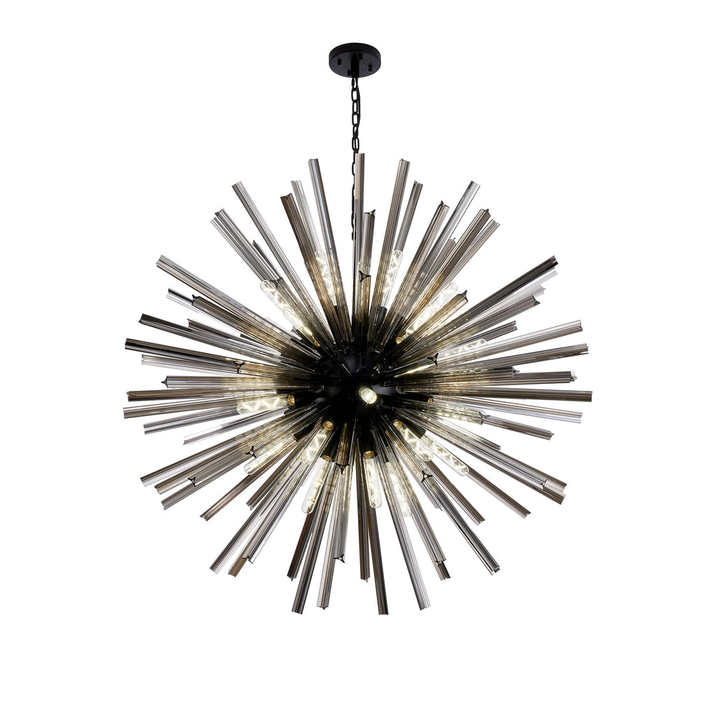 NL88289 Clover 32 Light Round Pendant Matt Black Smoke