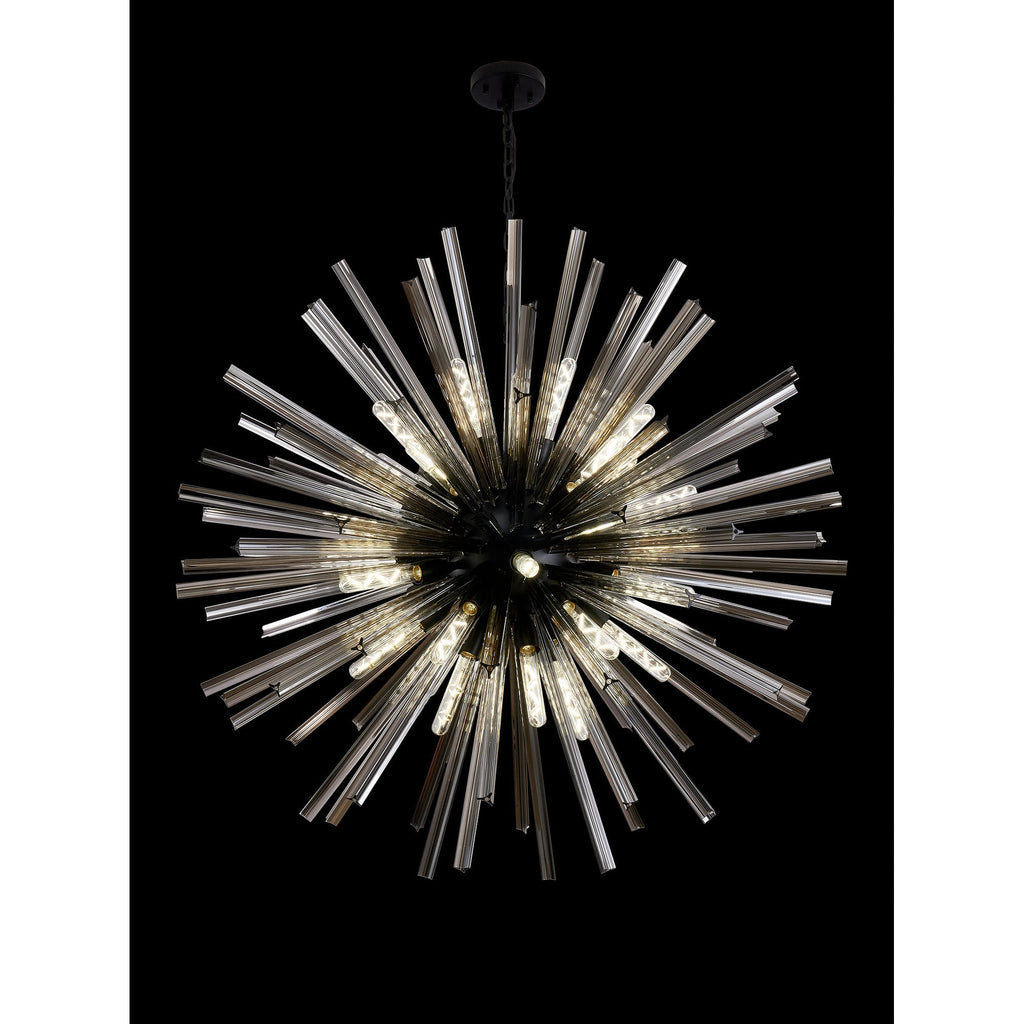NL88289 Clover 32 Light Round Pendant Matt Black Smoke