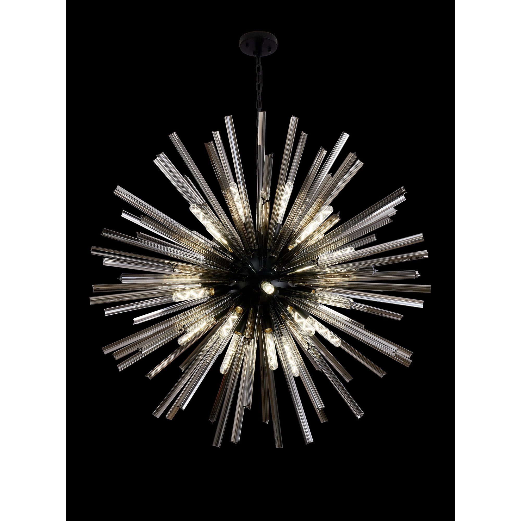 NL88289 Clover 32 Light Round Pendant Matt Black Smoke