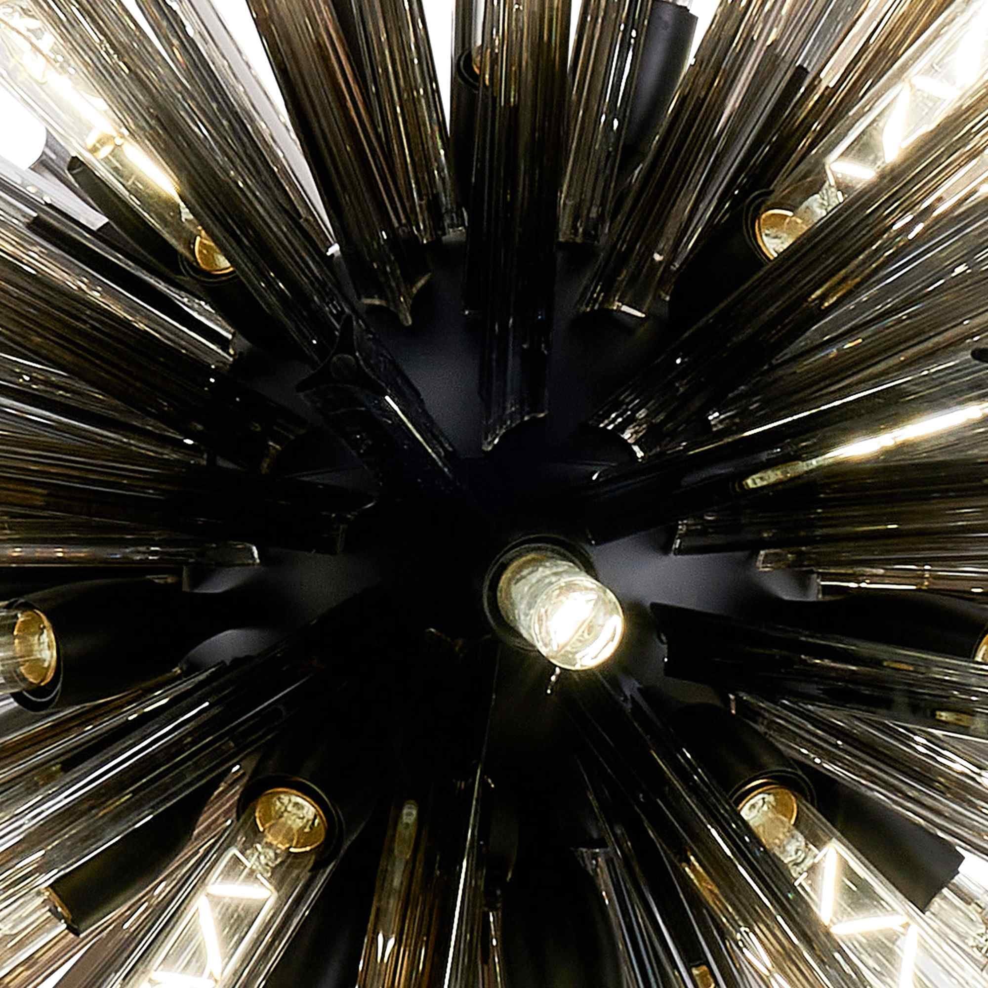 NL88289 Clover 32 Light Round Pendant Matt Black Smoke
