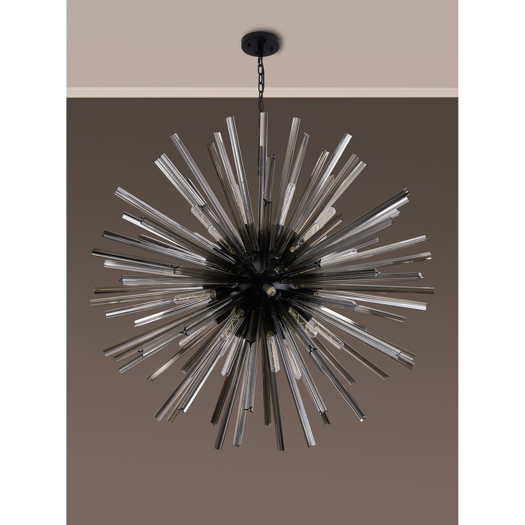 NL88289 Clover 32 Light Round Pendant Matt Black Smoke
