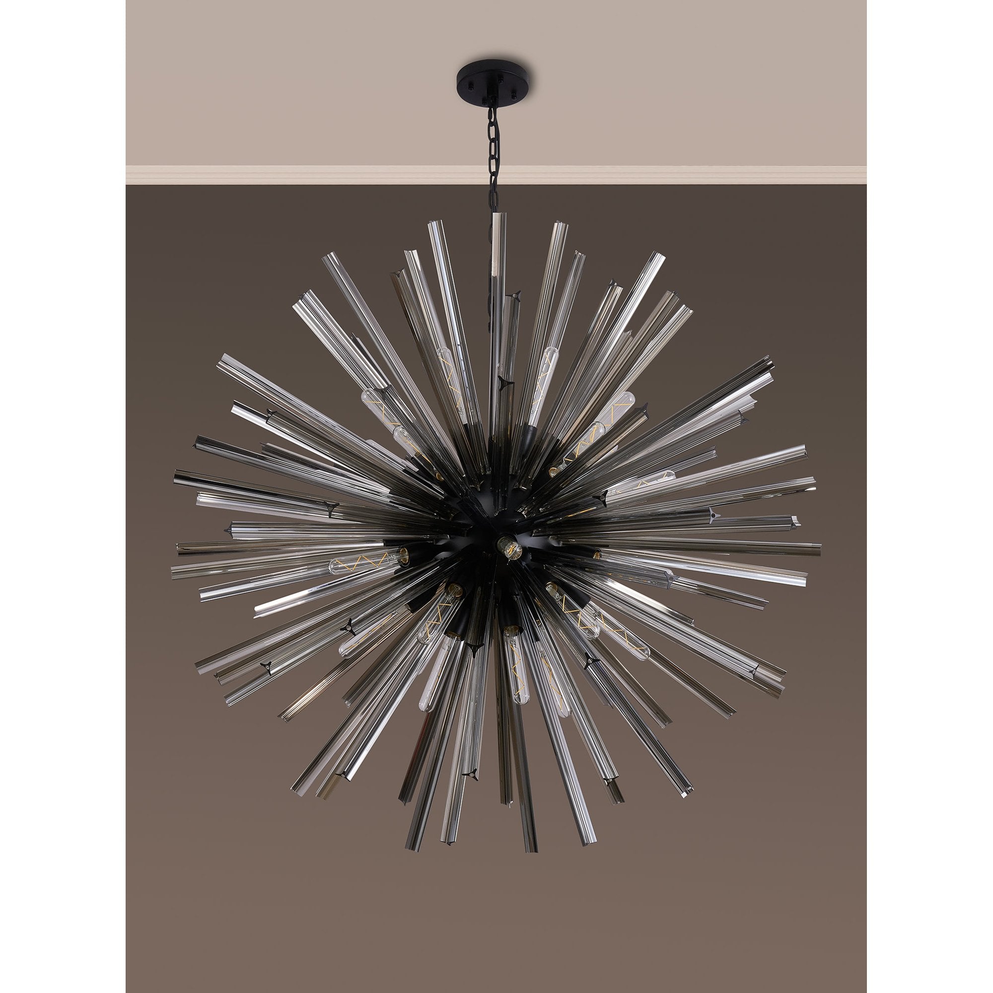 NL88289 Clover 32 Light Round Pendant Matt Black Smoke