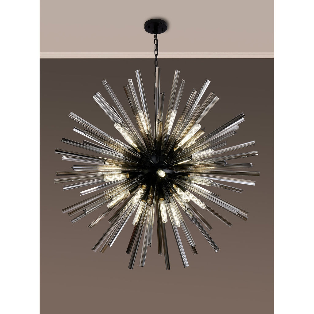 NL88289 Clover 32 Light Round Pendant Matt Black Smoke