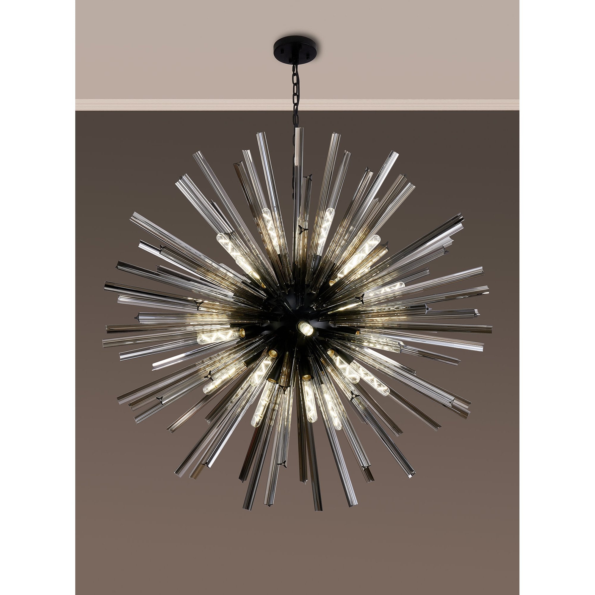 NL88289 Clover 32 Light Round Pendant Matt Black Smoke