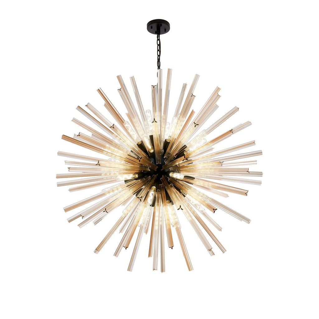 NL88299 Clover 32 Light Round Pendant Matt Black Champagne Gold