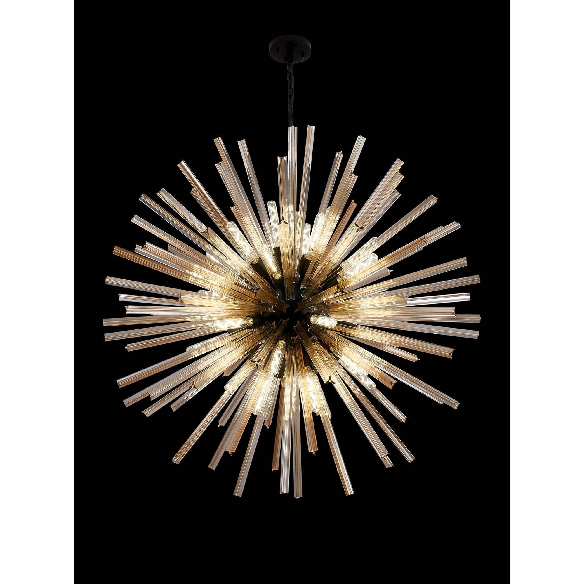 NL88299 Clover 32 Light Round Pendant Matt Black Champagne Gold