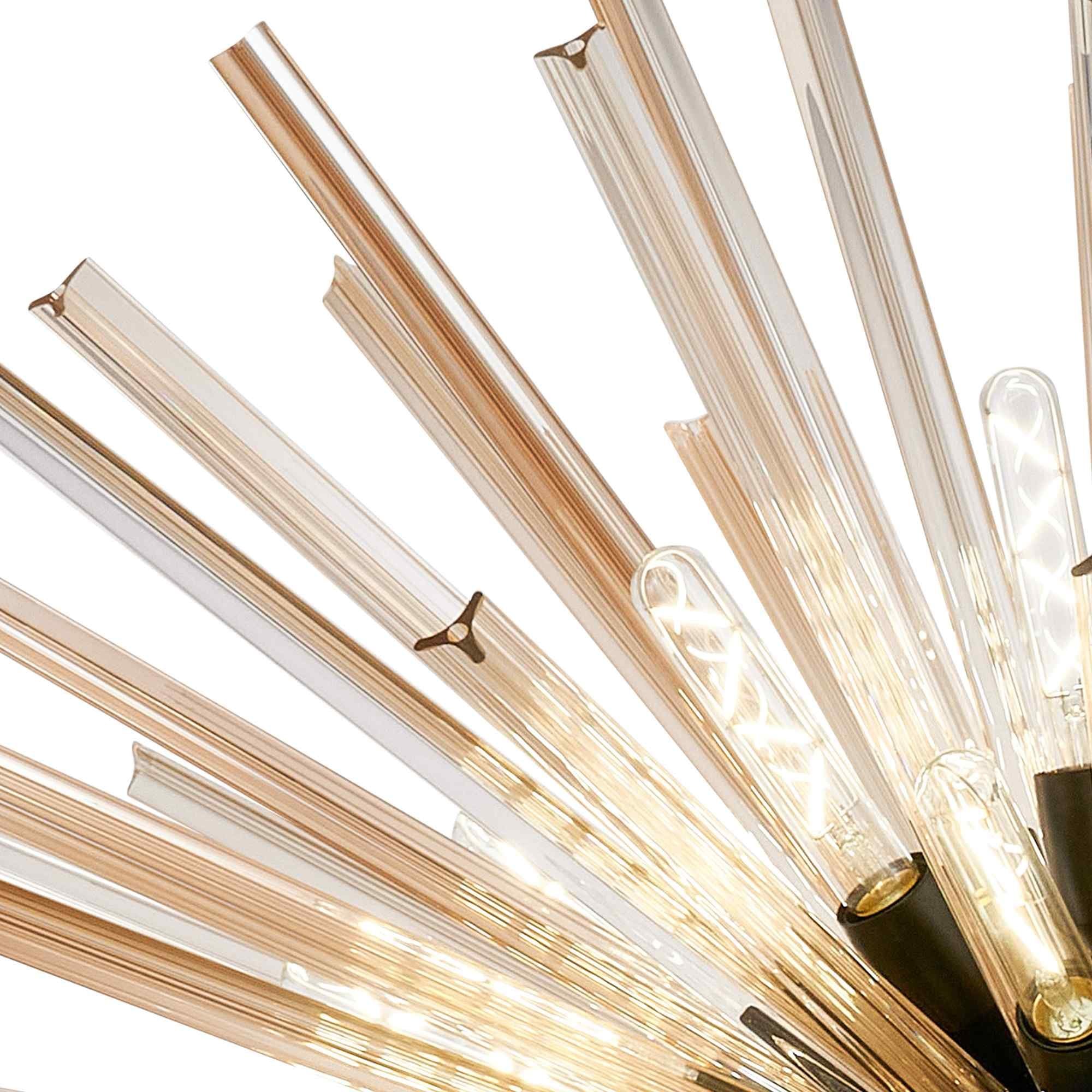 NL88299 Clover 32 Light Round Pendant Matt Black Champagne Gold