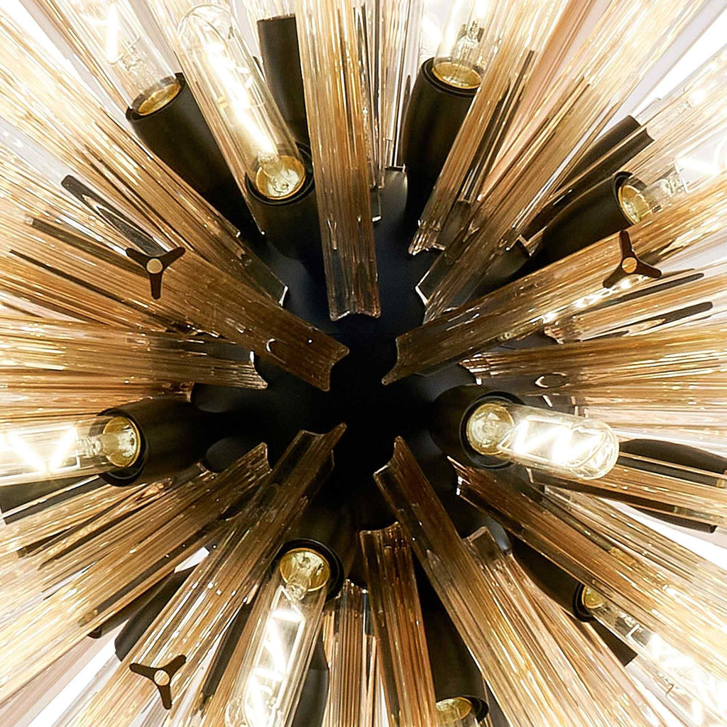 NL88299 Clover 32 Light Round Pendant Matt Black Champagne Gold