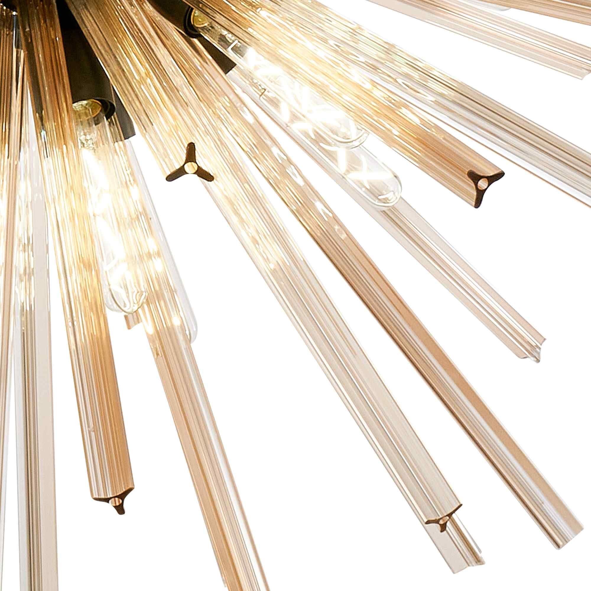 NL88299 Clover 32 Light Round Pendant Matt Black Champagne Gold