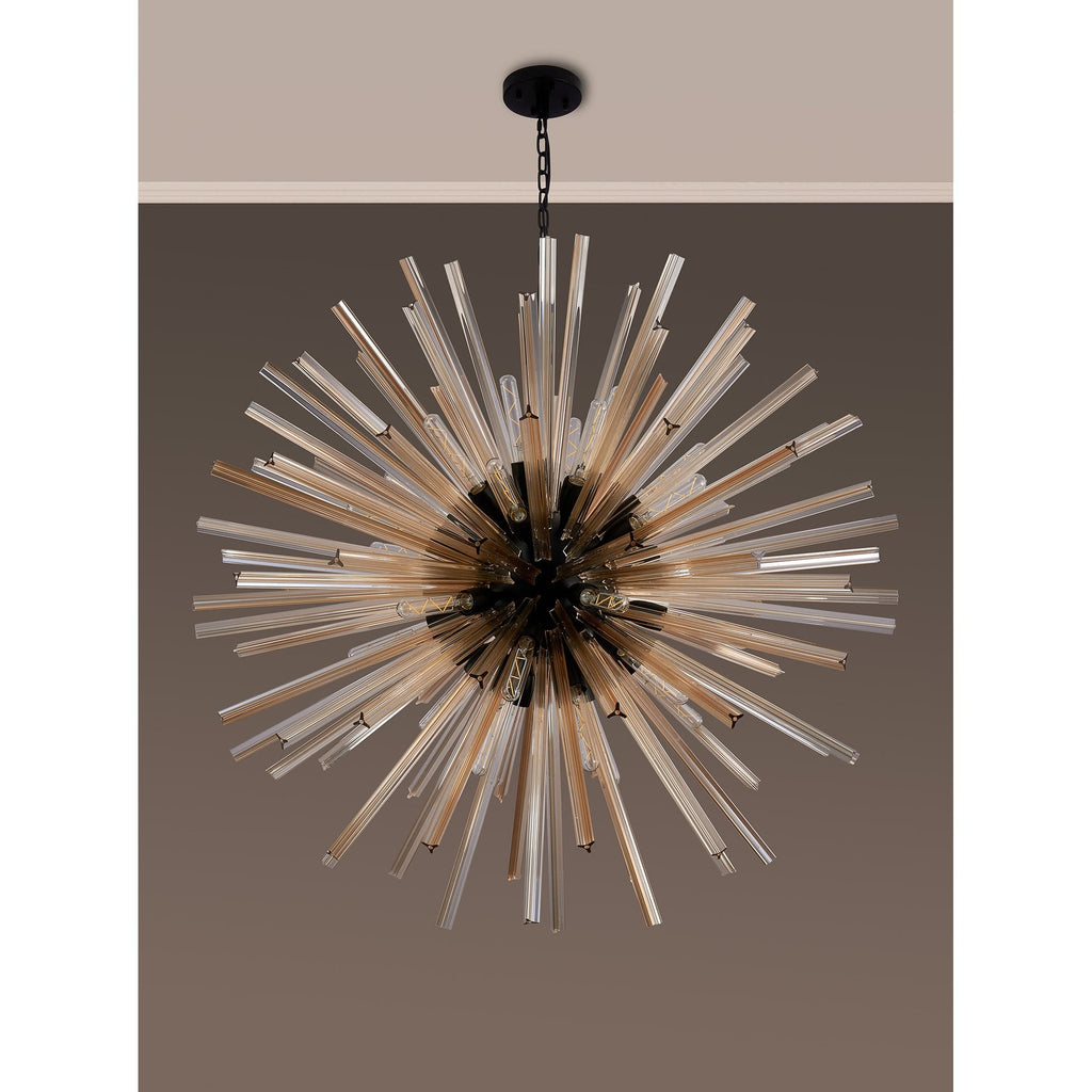 NL88299 Clover 32 Light Round Pendant Matt Black Champagne Gold