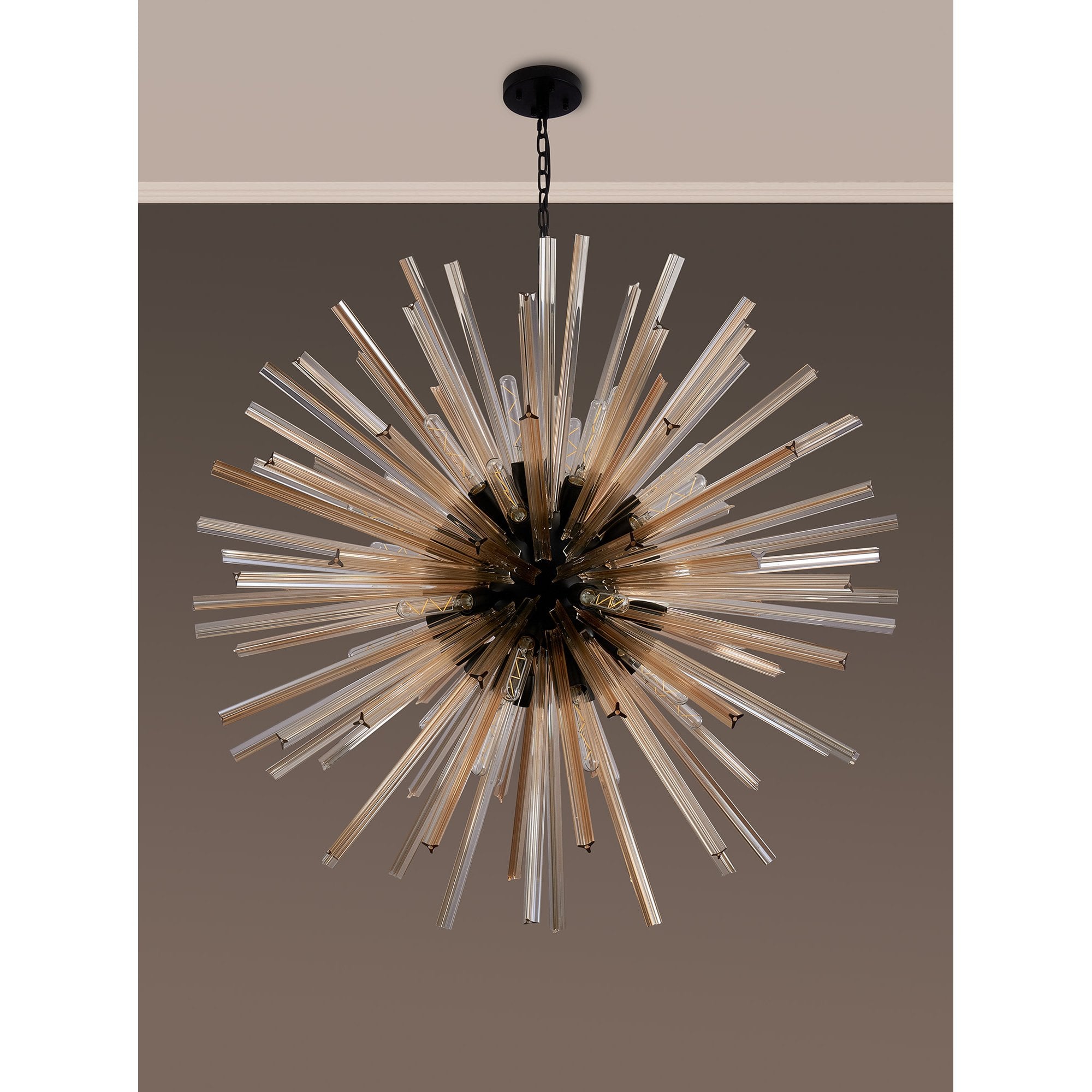 NL88299 Clover 32 Light Round Pendant Matt Black Champagne Gold