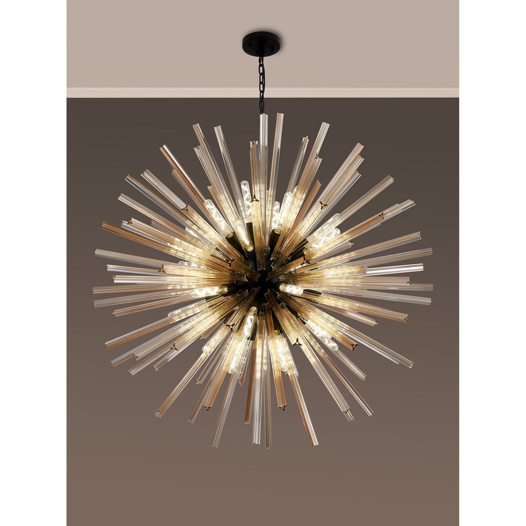 NL88299 Clover 32 Light Round Pendant Matt Black Champagne Gold