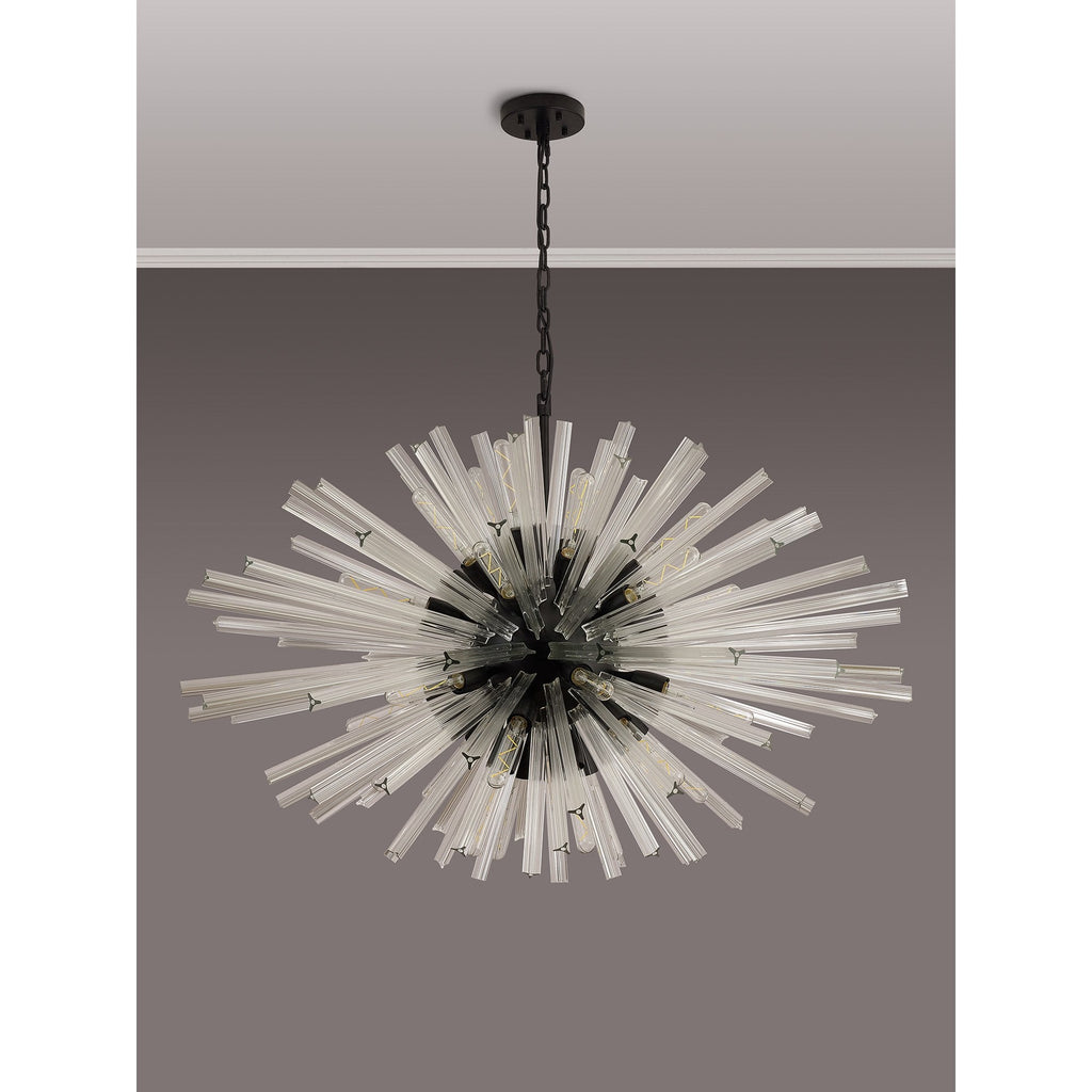 NL88309 Clover 32 Light Oval Pendant Matt Black Clear
