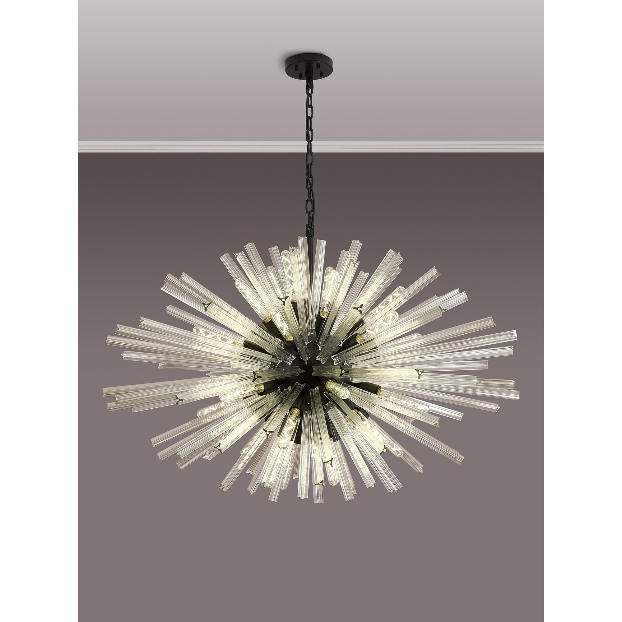 NL88309 Clover 32 Light Oval Pendant Matt Black Clear