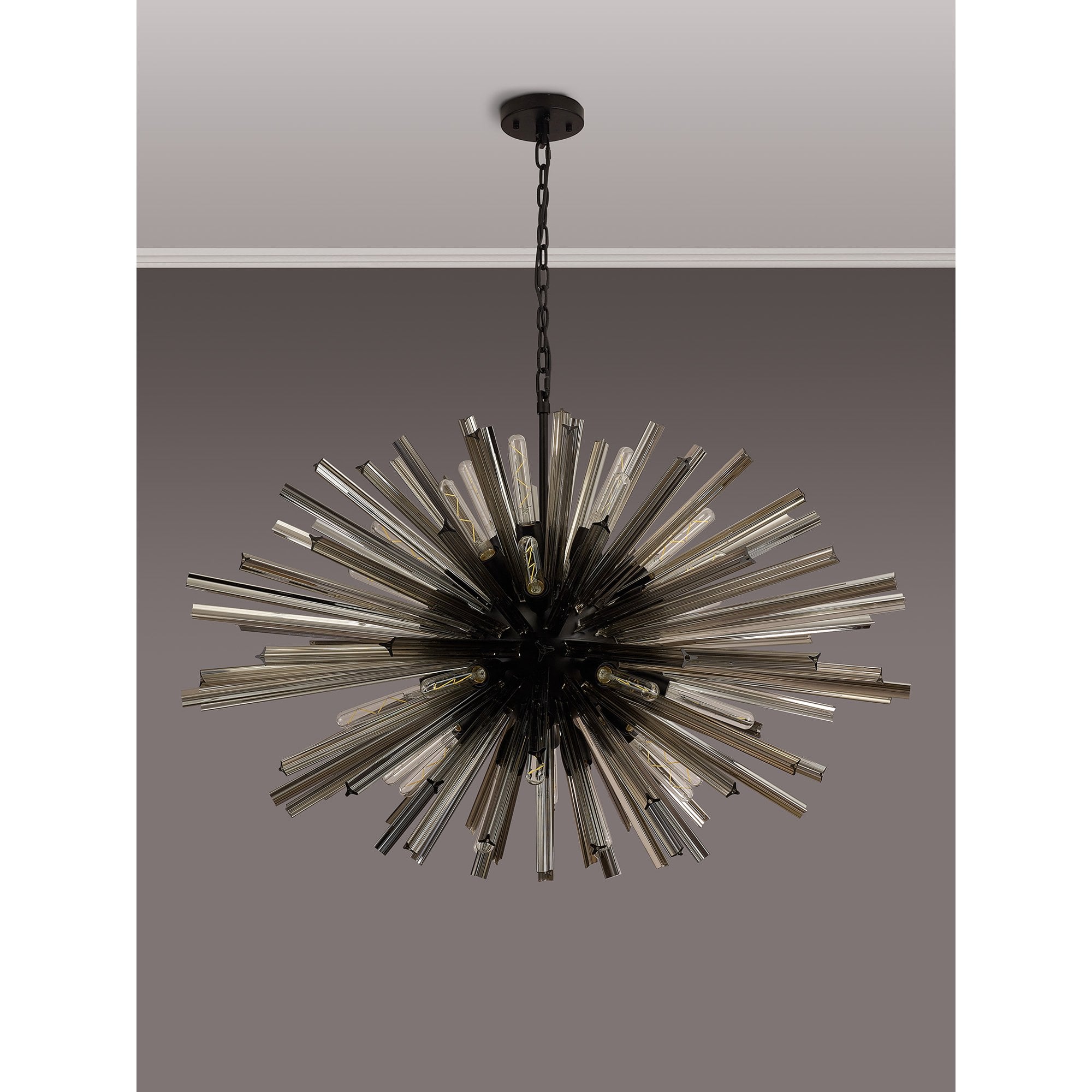 NL88319 Clover 32 Light Oval Pendant Matt Black Smoke