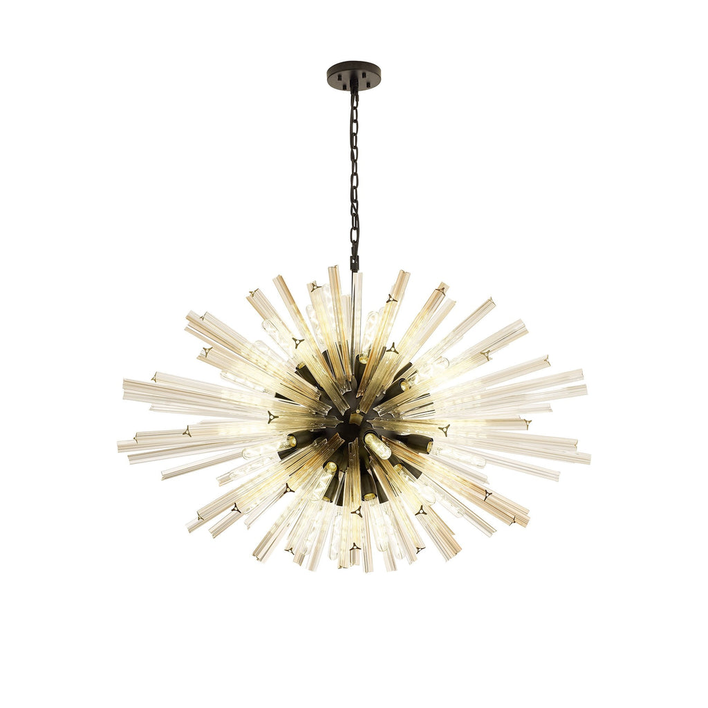 NL88329 Clover 32 Light Oval Pendant Matt Black Champagne Gold