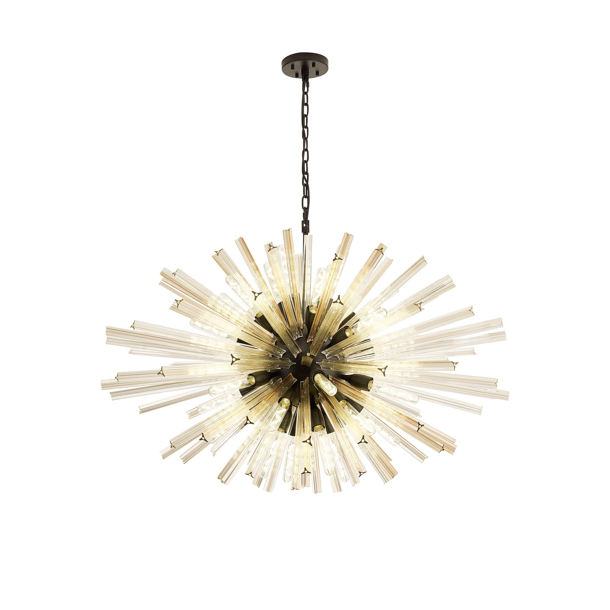 NL88329 Clover 32 Light Oval Pendant Matt Black Champagne Gold