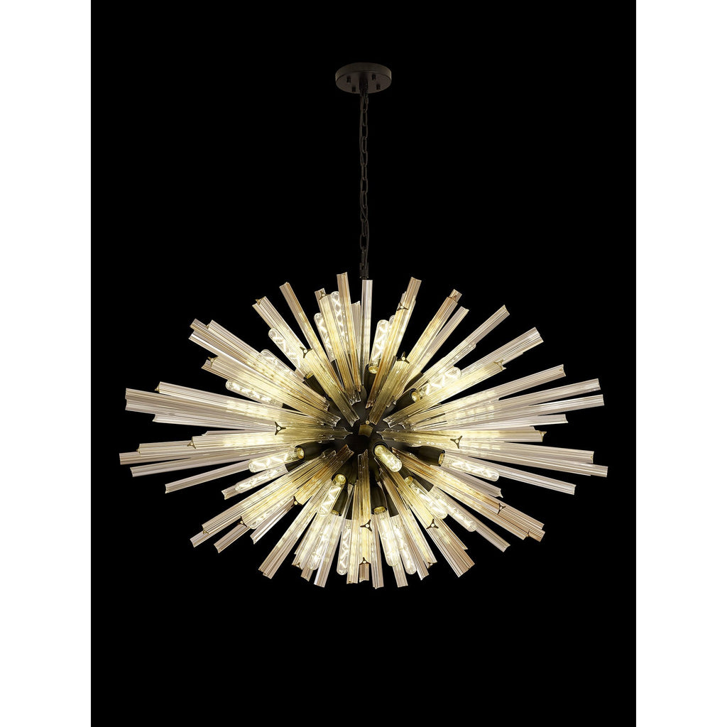 NL88329 Clover 32 Light Oval Pendant Matt Black Champagne Gold