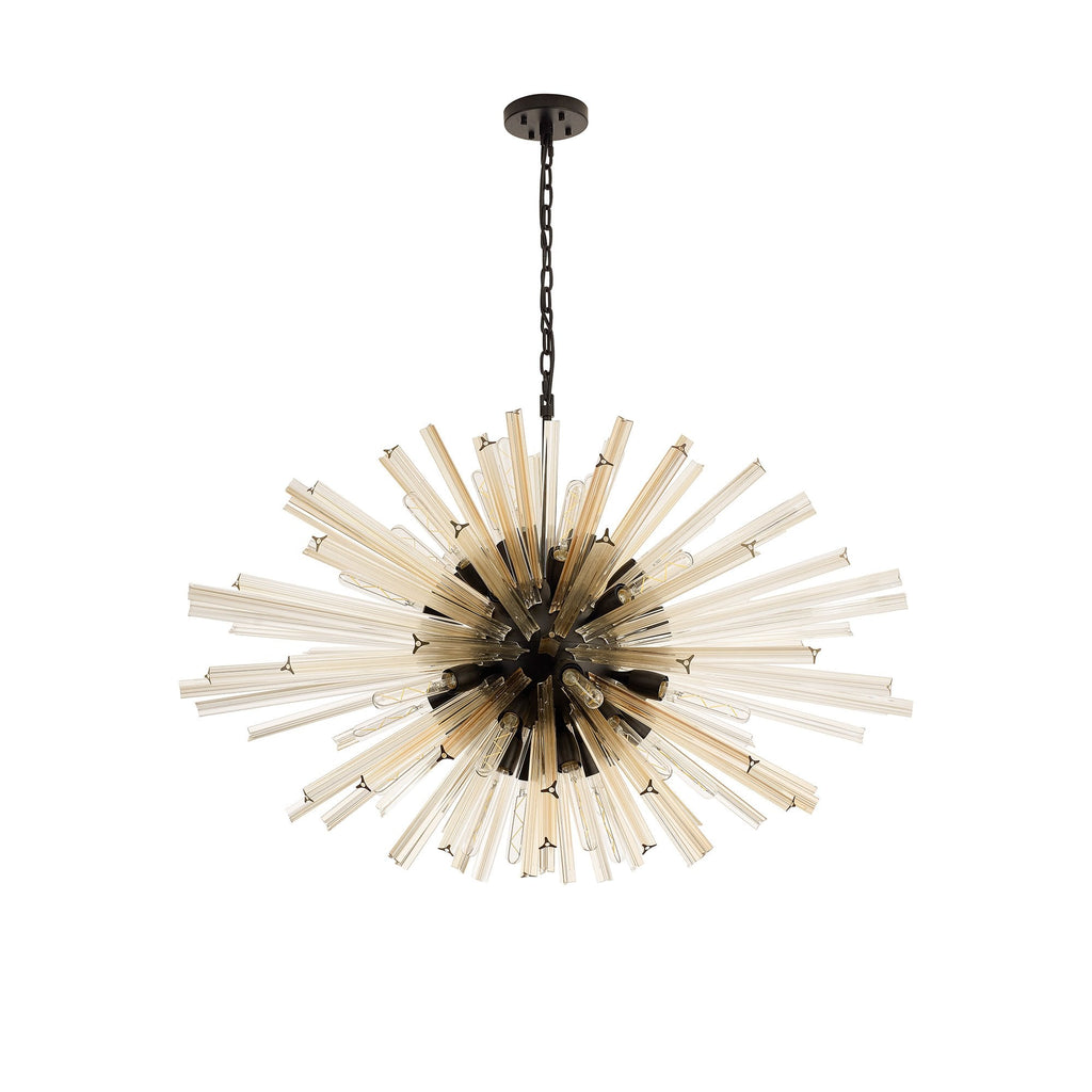 NL88329 Clover 32 Light Oval Pendant Matt Black Champagne Gold