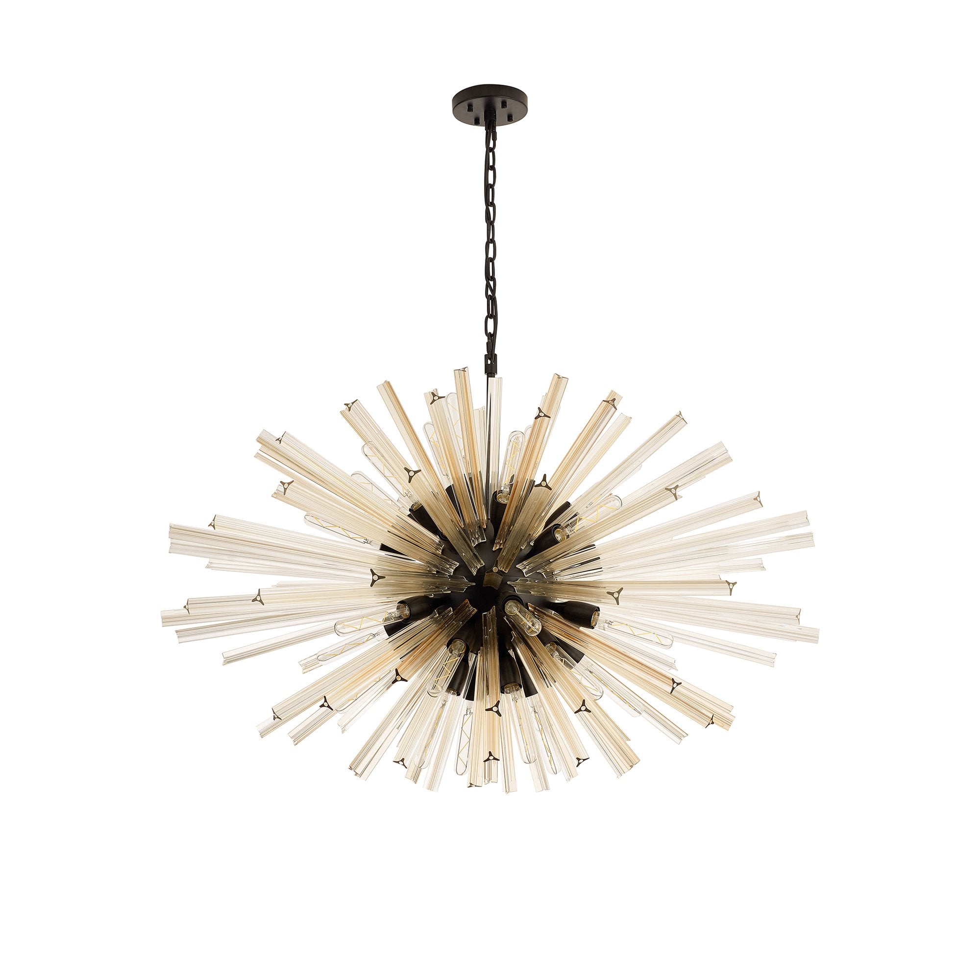 NL88329 Clover 32 Light Oval Pendant Matt Black Champagne Gold