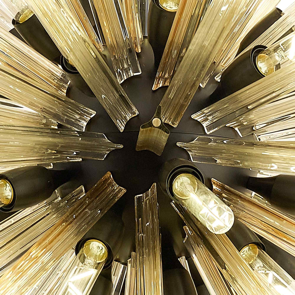 NL88329 Clover 32 Light Oval Pendant Matt Black Champagne Gold