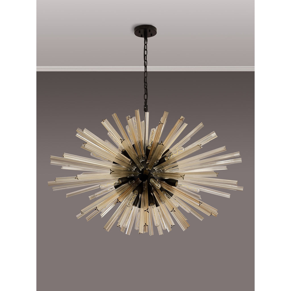 NL88329 Clover 32 Light Oval Pendant Matt Black Champagne Gold