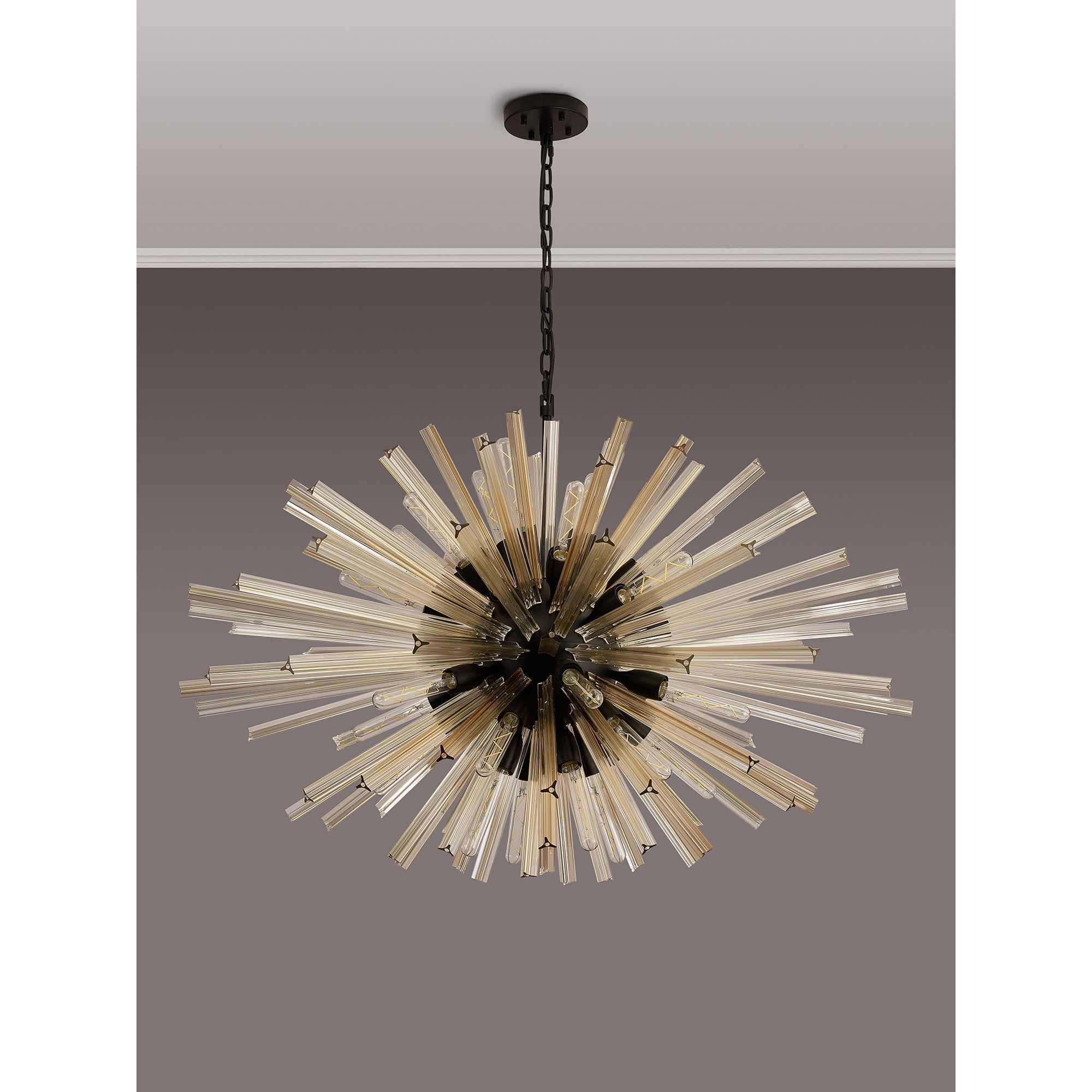 NL88329 Clover 32 Light Oval Pendant Matt Black Champagne Gold