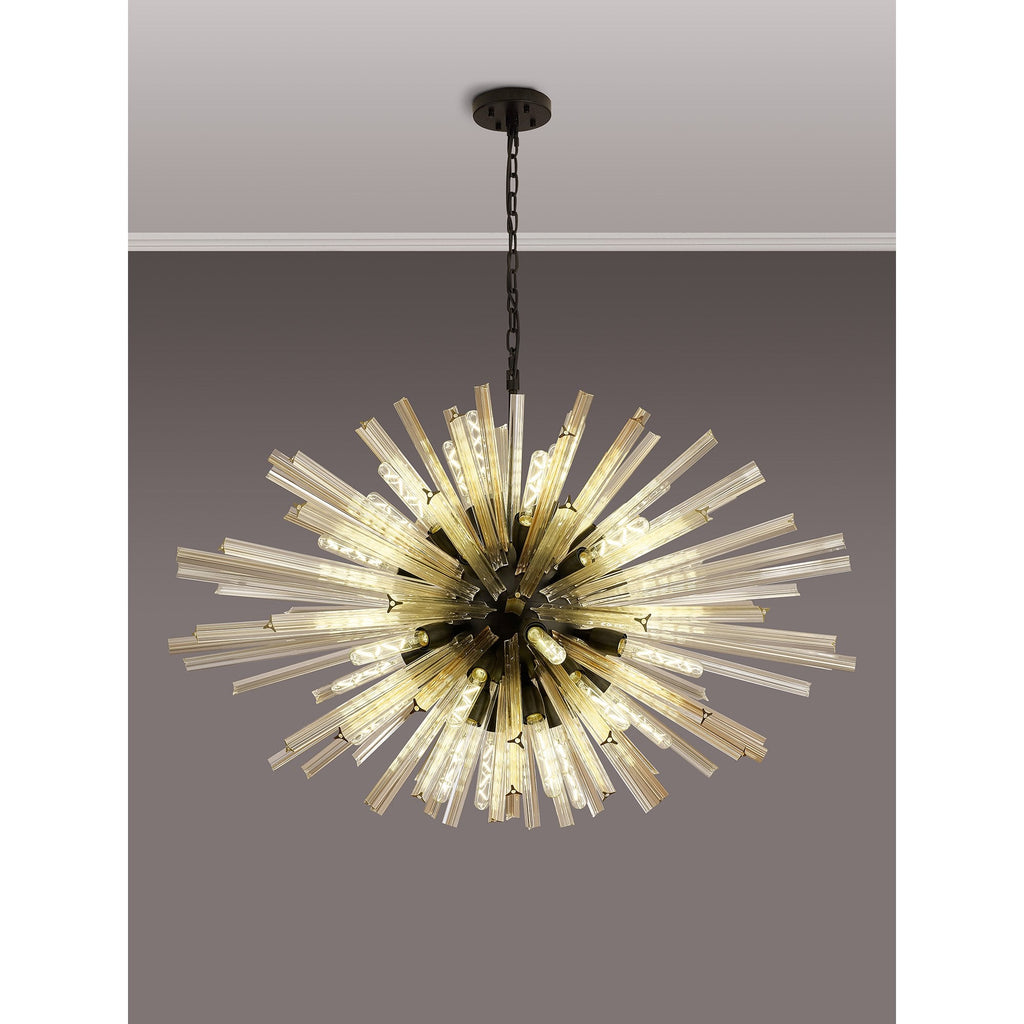 NL88329 Clover 32 Light Oval Pendant Matt Black Champagne Gold