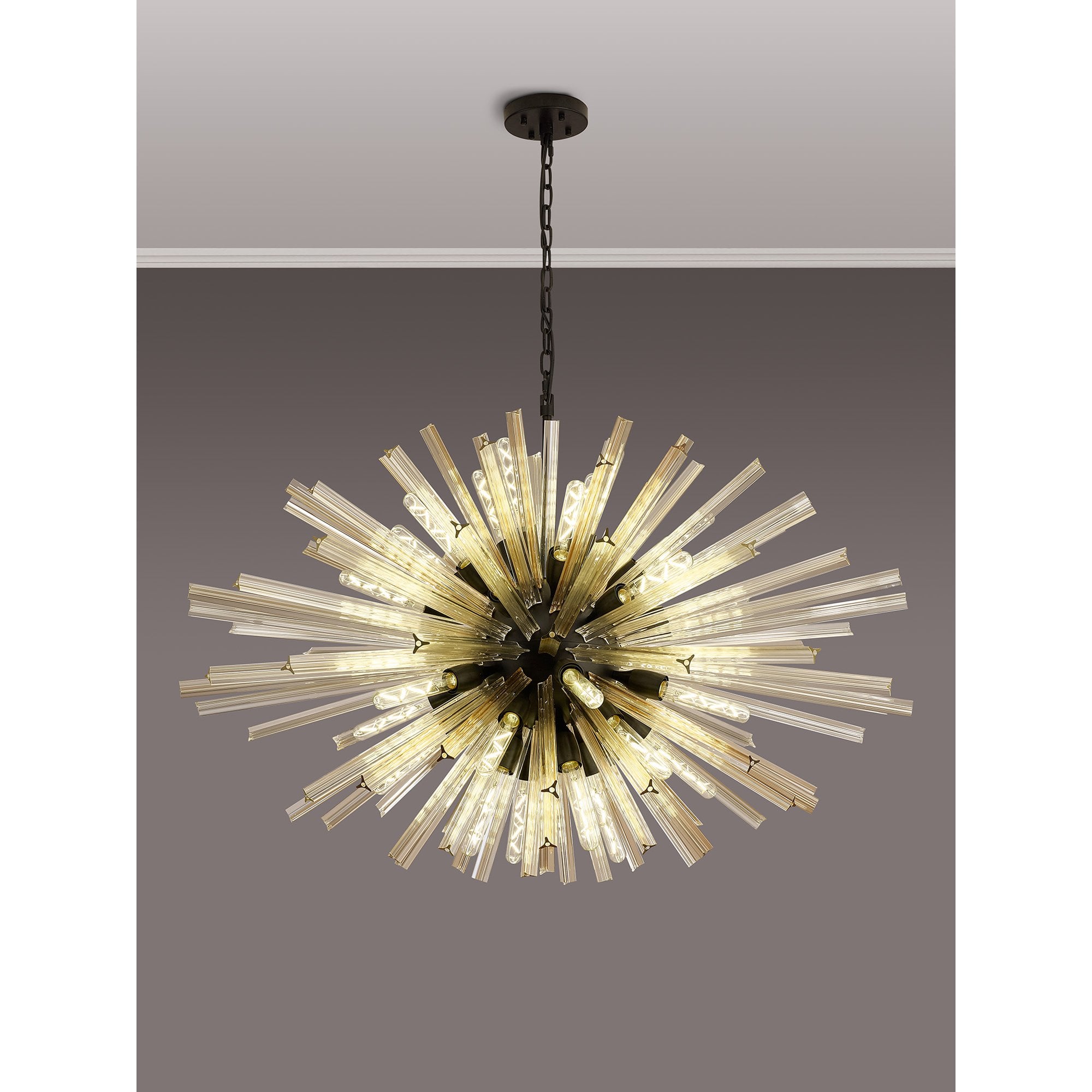 NL88329 Clover 32 Light Oval Pendant Matt Black Champagne Gold