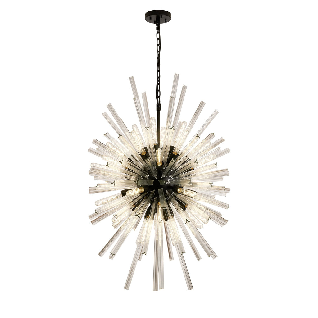 NL88339 Clover 32 Light Oval Pendant Matt Black Clear