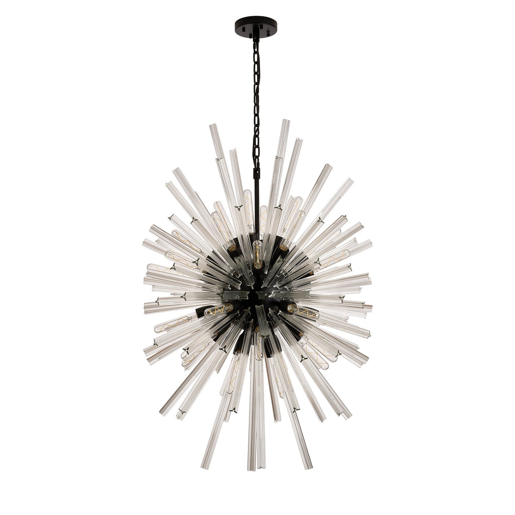 NL88339 Clover 32 Light Oval Pendant Matt Black Clear