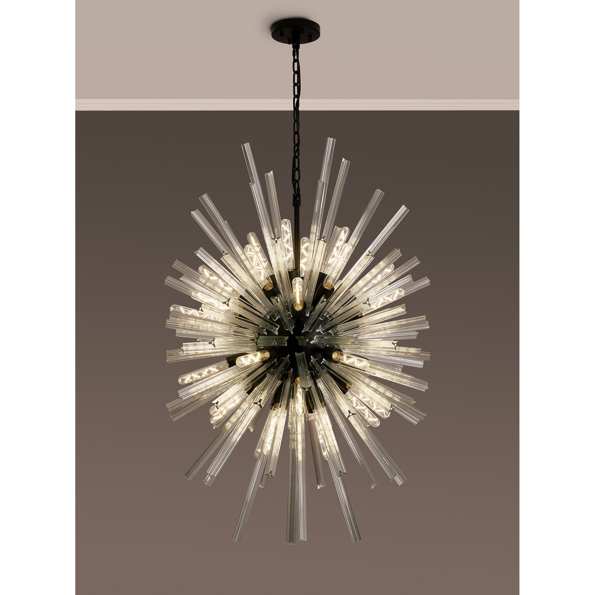 NL88339 Clover 32 Light Oval Pendant Matt Black Clear