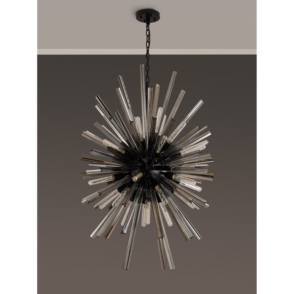 NL88349 Clover 32 Light Oval Pendant Matt Black Smoke