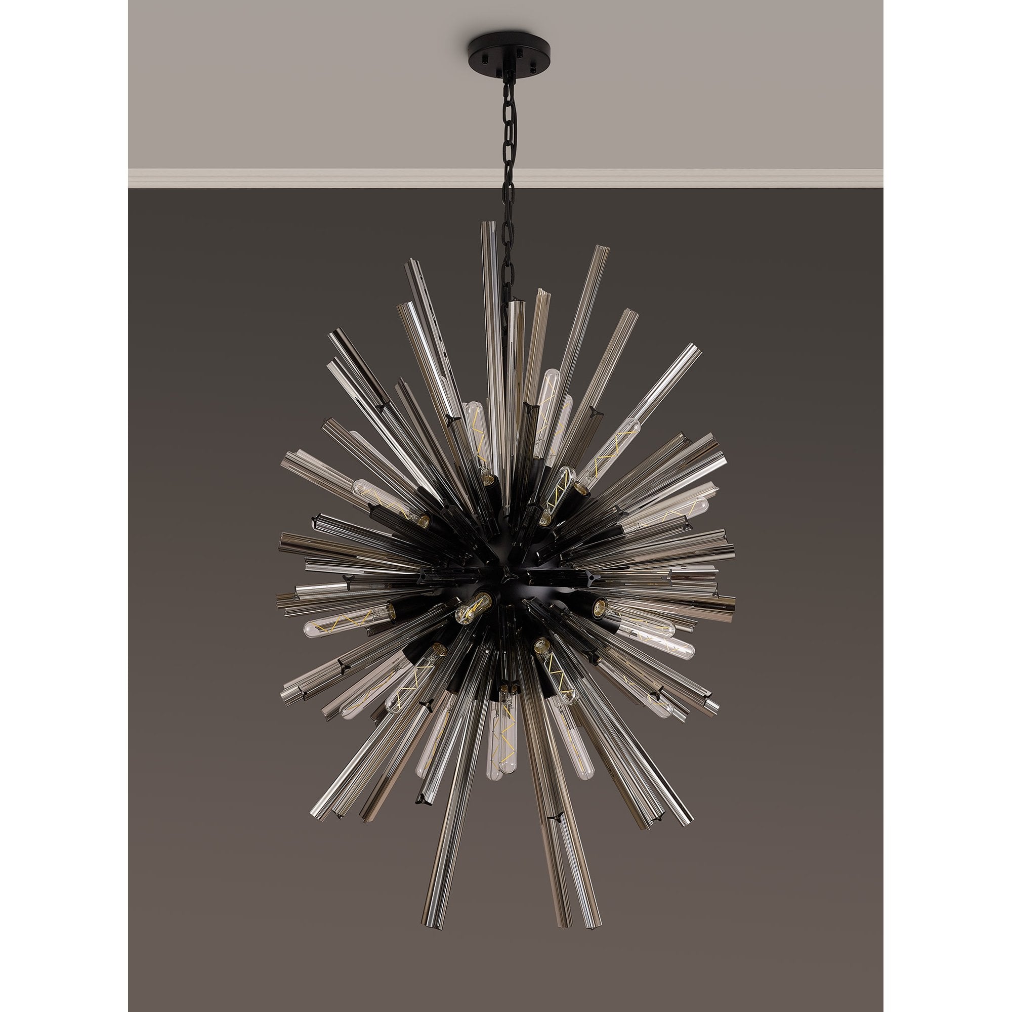 NL88349 Clover 32 Light Oval Pendant Matt Black Smoke