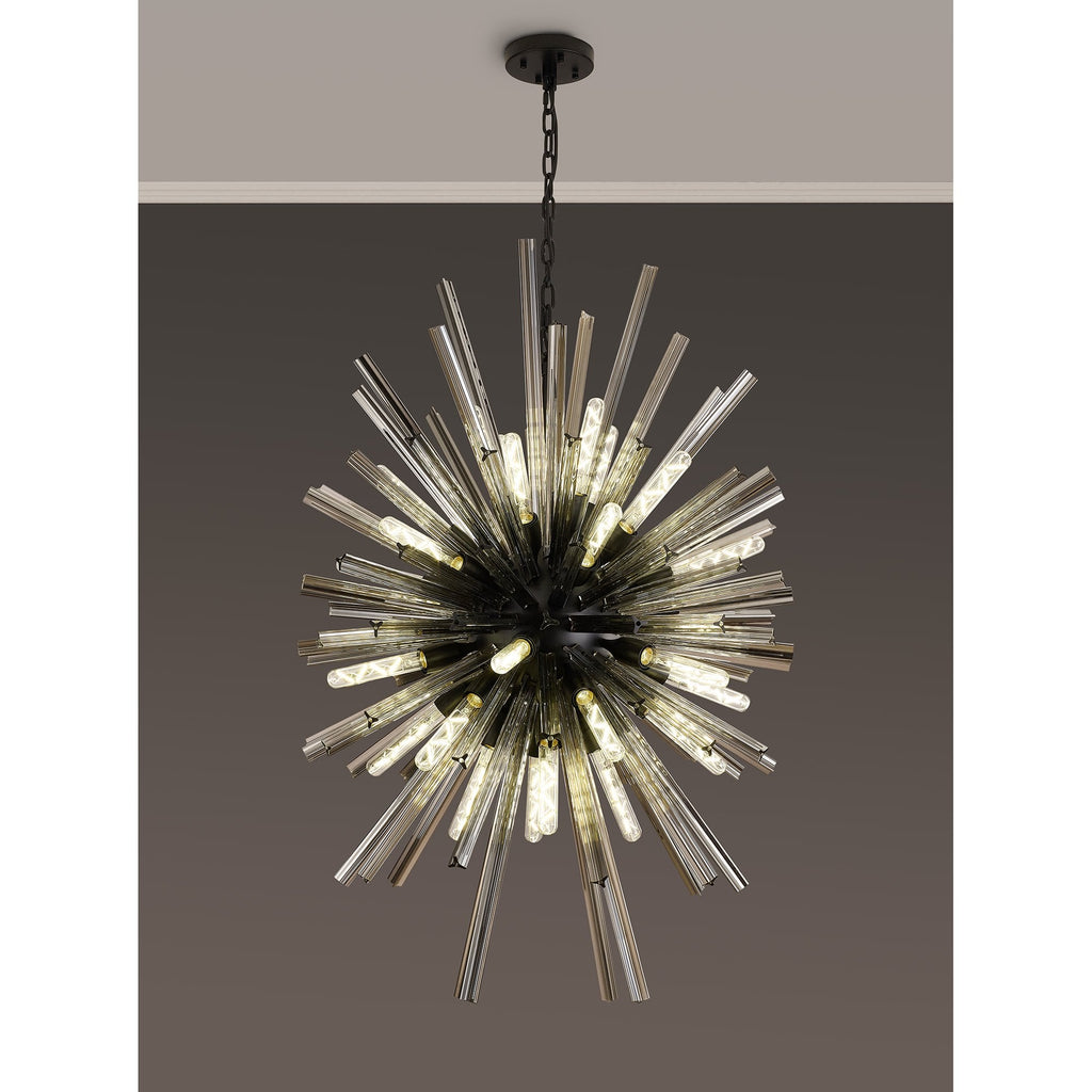 NL88349 Clover 32 Light Oval Pendant Matt Black Smoke
