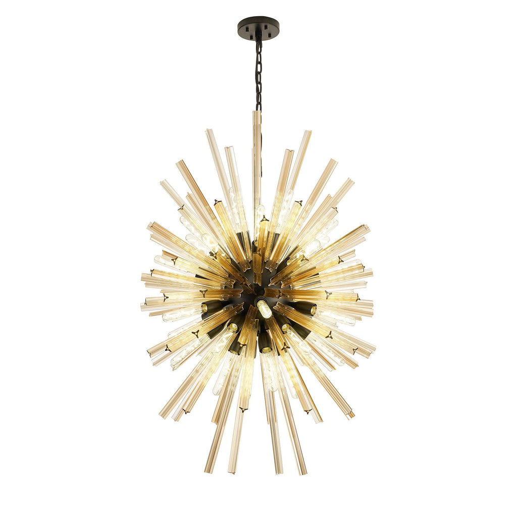 NL88359 Clover 32 Light Oval Pendant Matt Black Champagne Gold