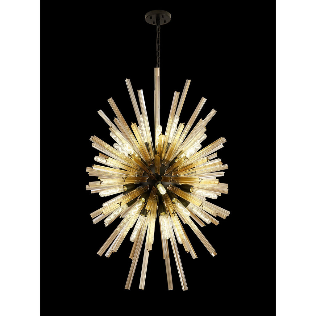 NL88359 Clover 32 Light Oval Pendant Matt Black Champagne Gold