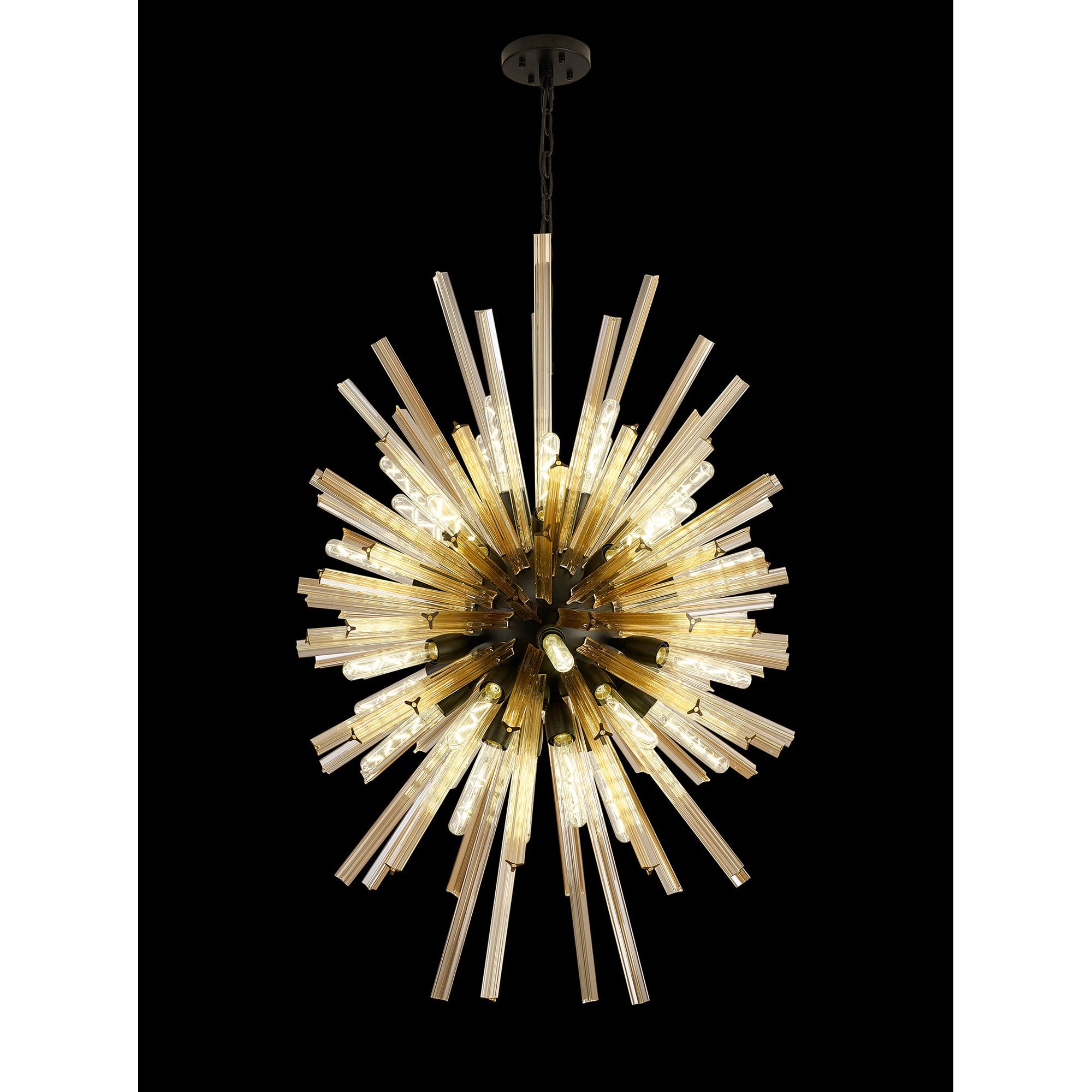 NL88359 Clover 32 Light Oval Pendant Matt Black Champagne Gold